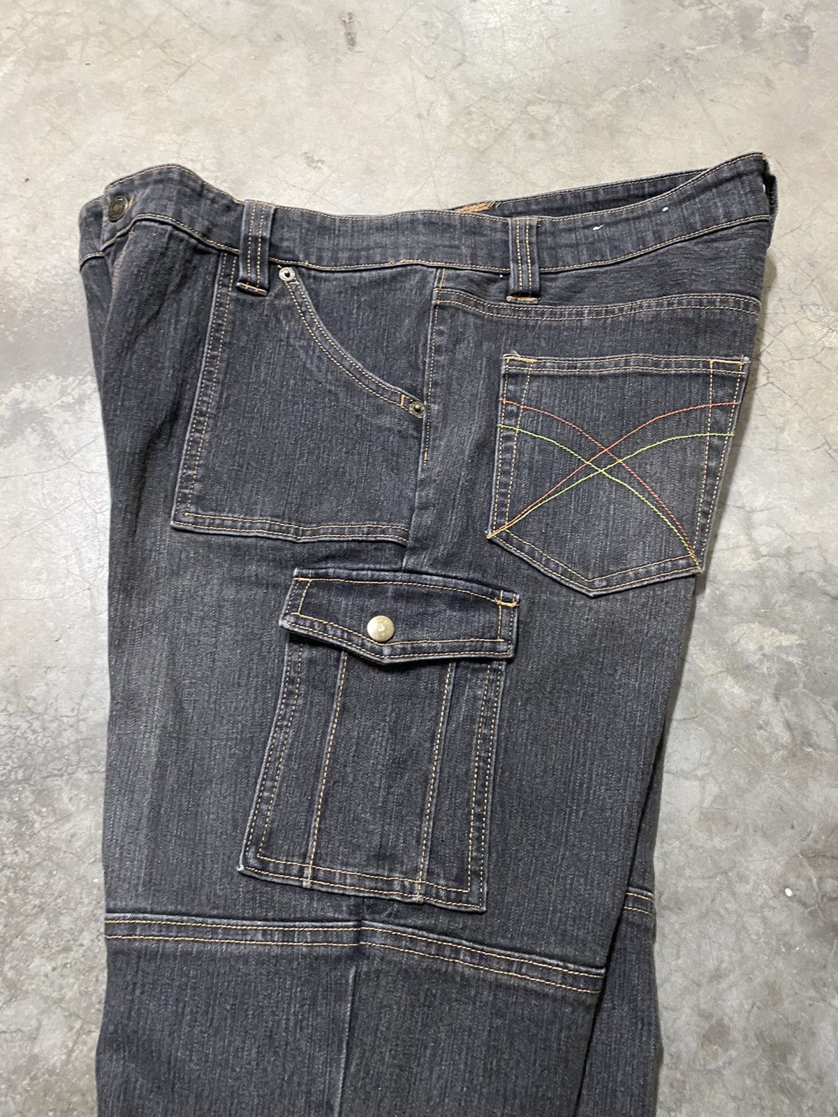 Hysteric Glamour × Tornado Mart Flare Jeans Japanese Distressed Black Cargo Baggy Jeans Size US 36 / EU 52 - 13 Thumbnail