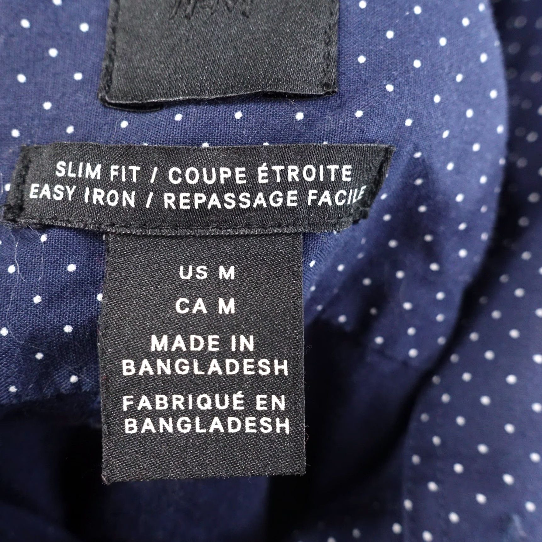 H&M H&M Shirt Mens Medium Blue Slim Fit Easy Iron Long Sleeve Polka Dot Dress Top -O Size US M / EU 48-50 / 2 - 6 Thumbnail