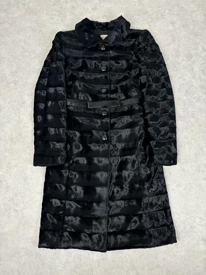 Armani Collezioni FW2009 Armani Collezioni Black Faux Fur Textured Long Coat Size M / US 6-8 / IT 42-44 - 1 Thumbnail