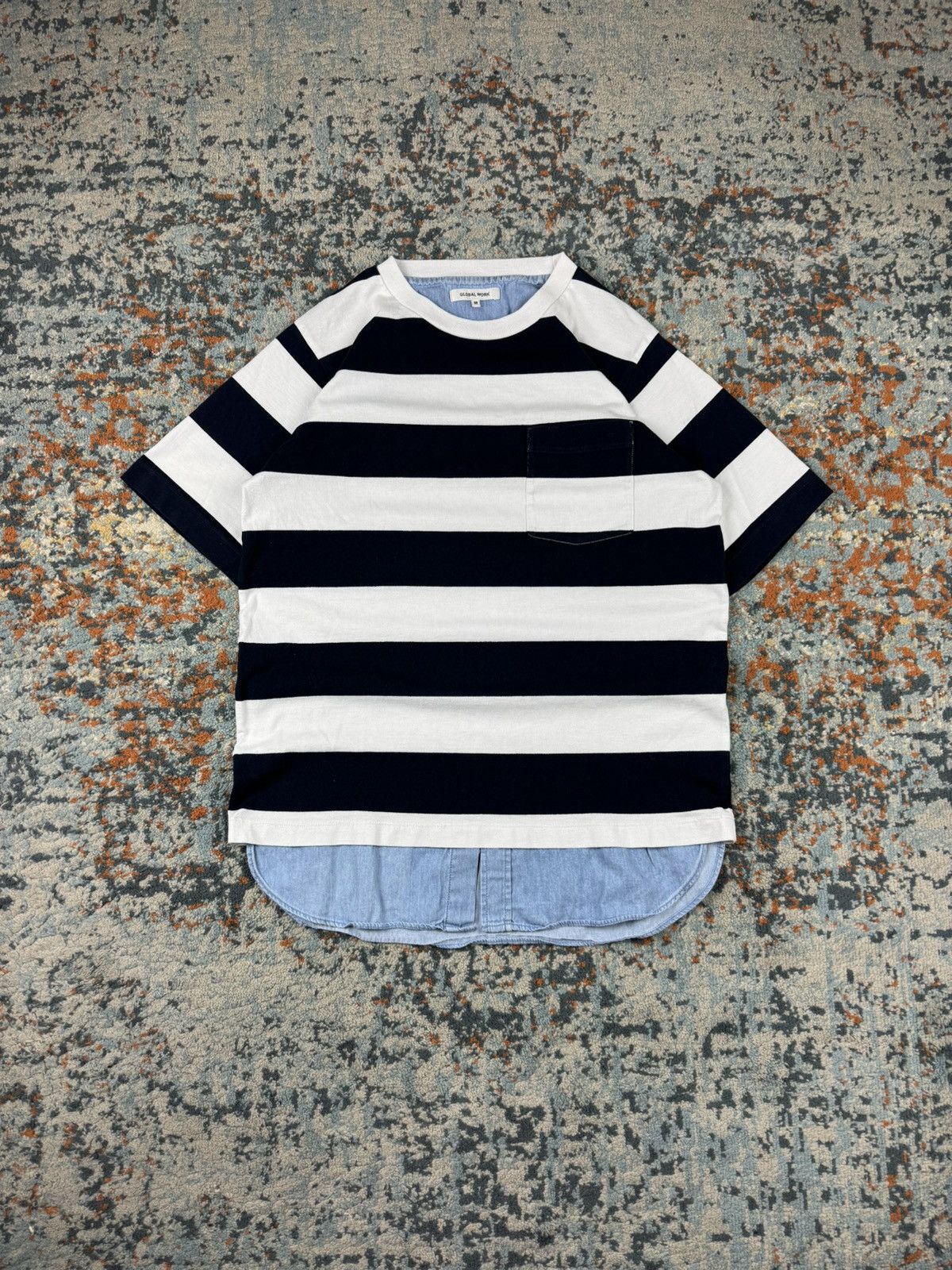 Global Work Global Work layered striped pocket tee avant garde style Size US M / EU 48-50 / 2 - 1 Thumbnail