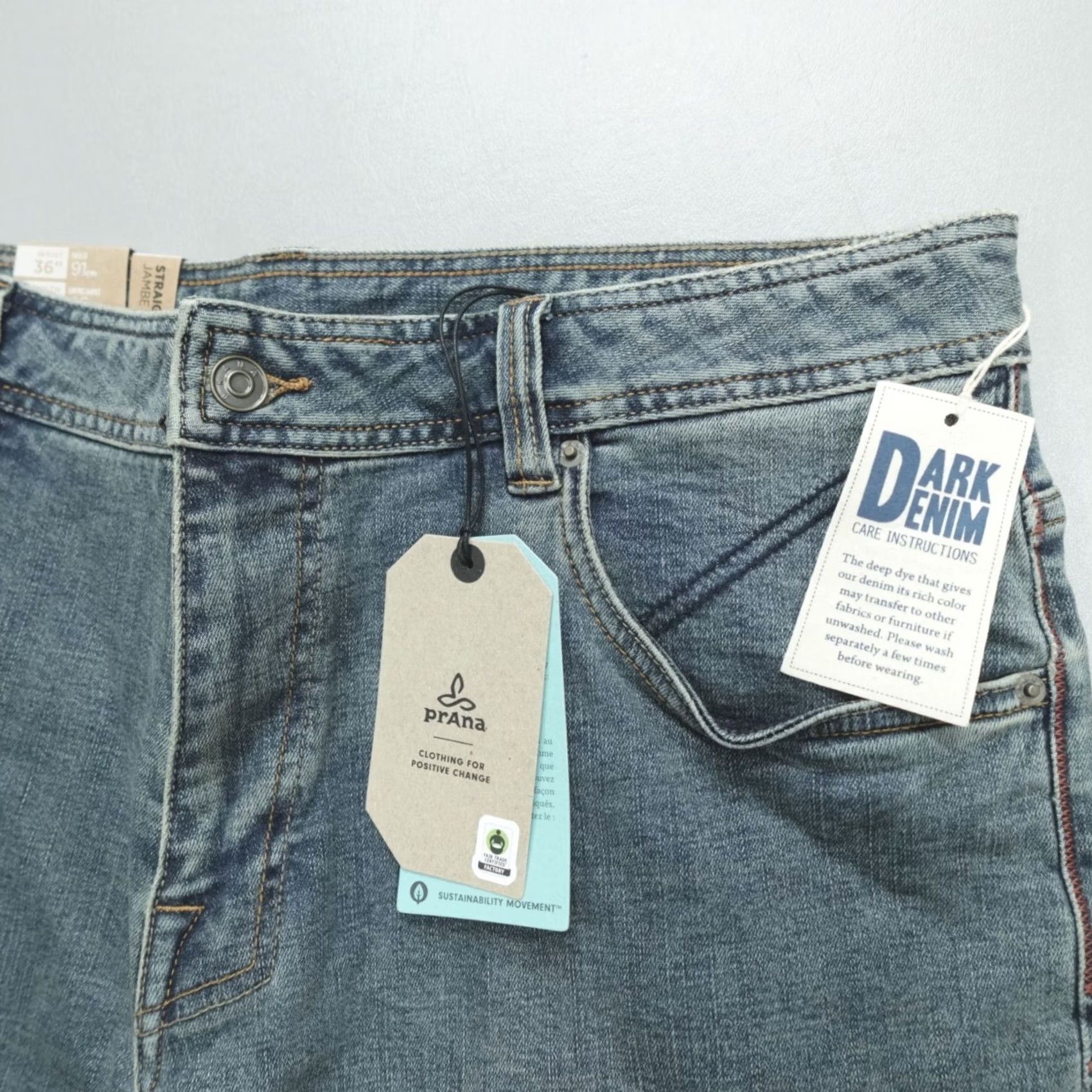 Prana Prana Axiom Jeans Men’s 36x34 Antique Stone Wash Stretch Denim Standard Fit Shirt? Size US 36 / EU 52 - 2 Thumbnail
