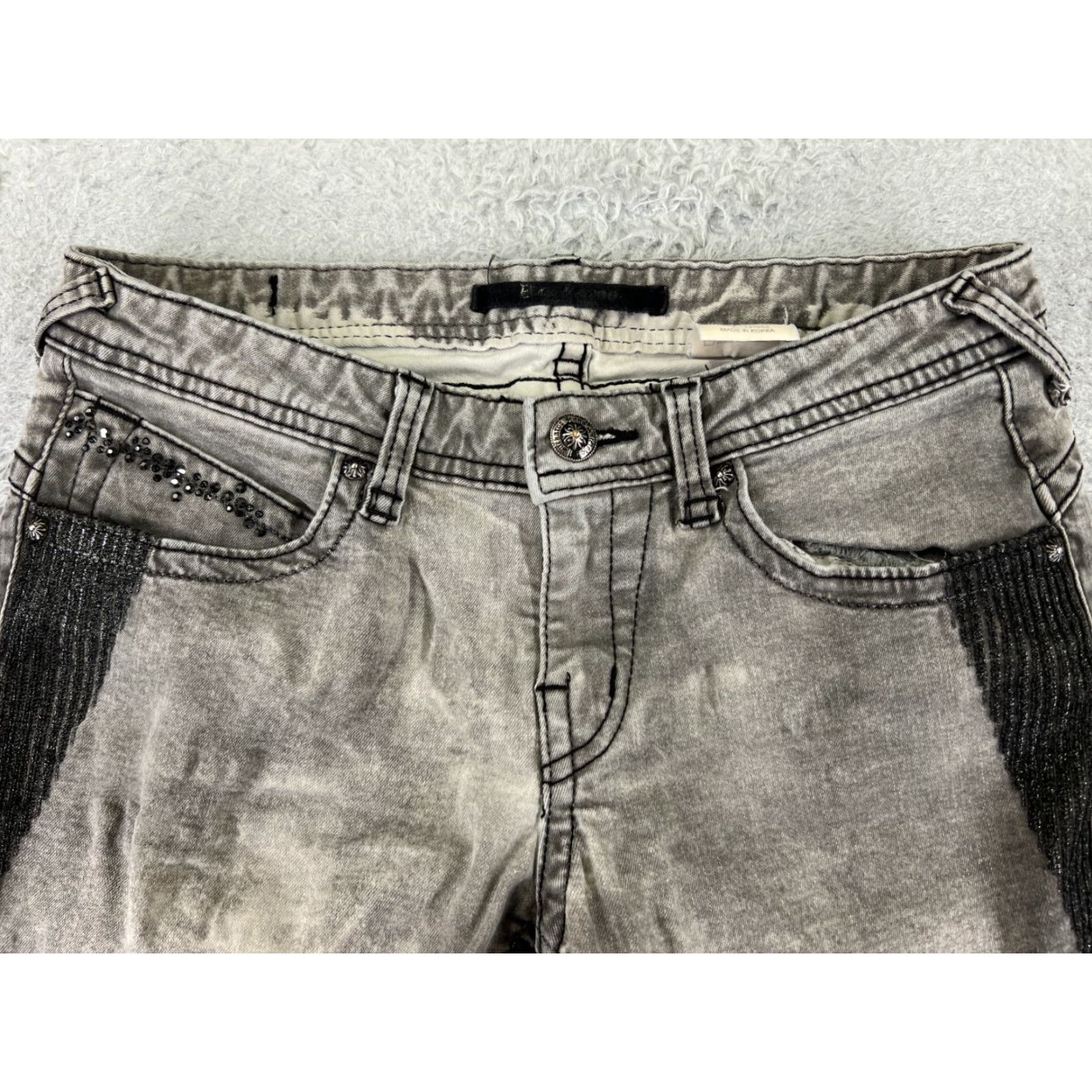 Denime VINTAGE Buckaroo Jeans Womens 27 Gray Denim Low Rise Skinny Embellished 90s Retro American Designer Buckaroo Size 27" / US 4 / IT 40 - 4 Thumbnail