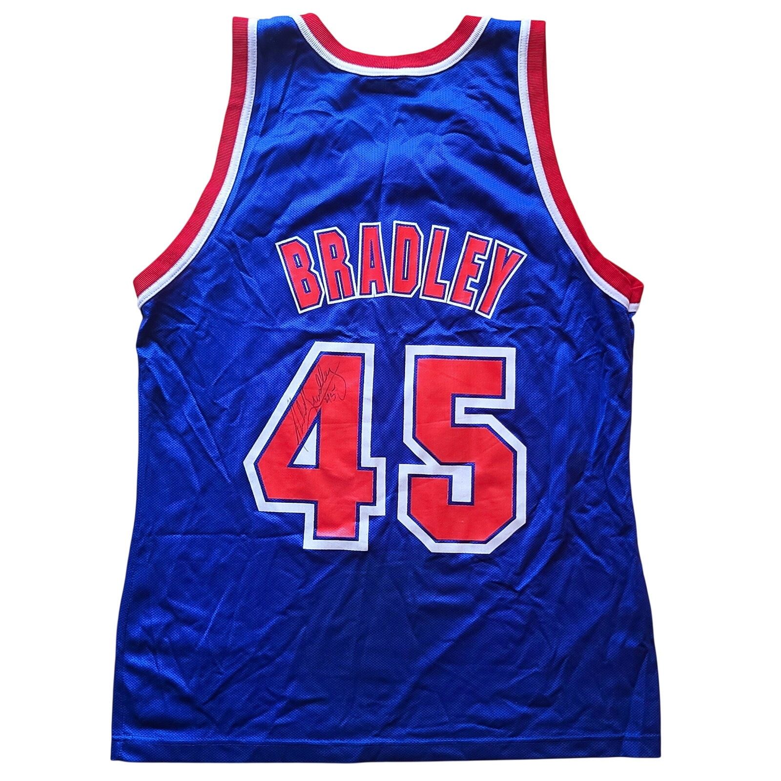 Champion × NBA SIGNED BRADLEY #45 New Jersey Nets 90s CHAMPION 44 NBA vtg Size US L / EU 52-54 / 3 - 6 Thumbnail