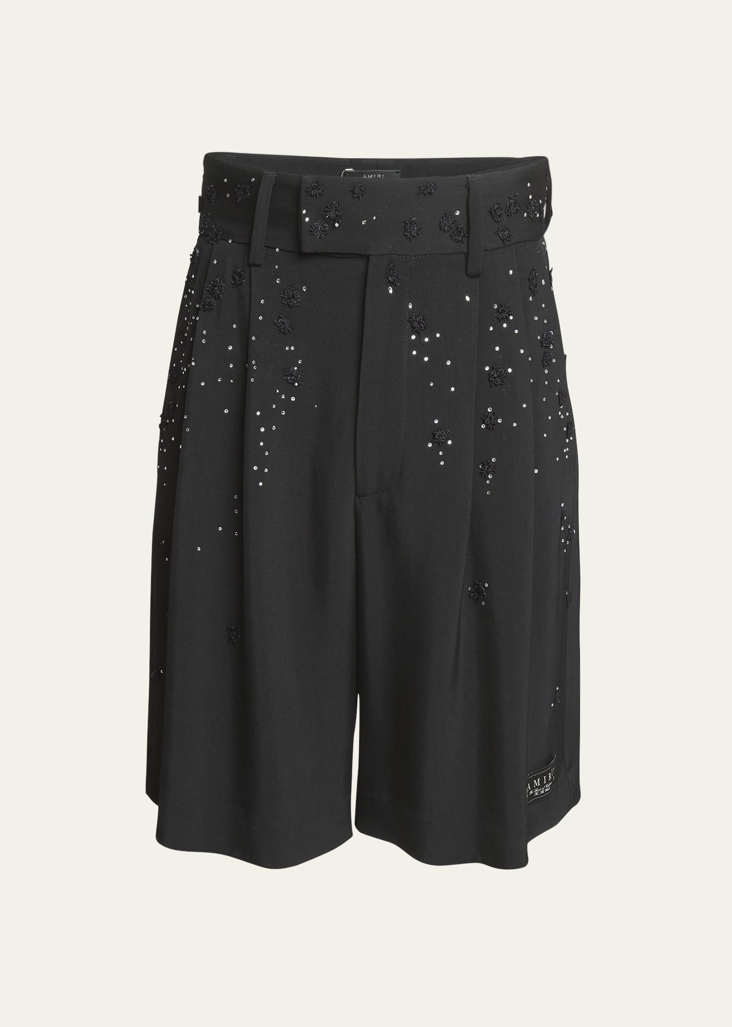 Amiri o1s1wg110425 Beaded Floral Skater Shorts in Black Size US 34 / EU 50 - 1 Thumbnail