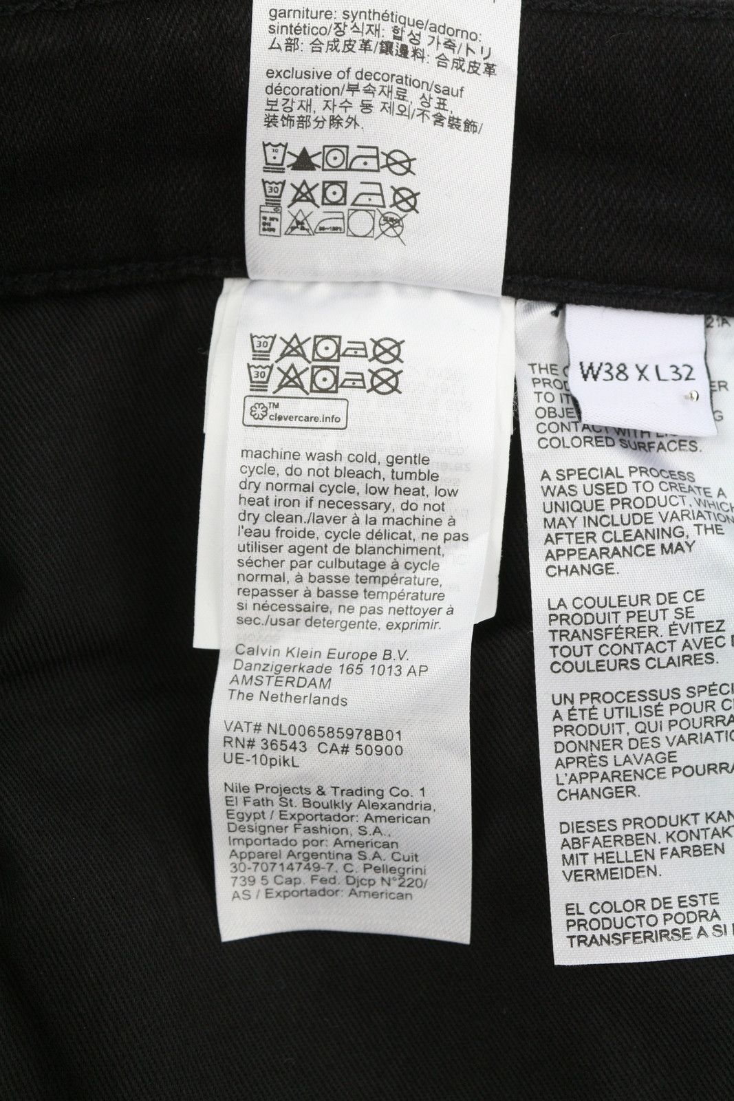 Calvin Klein TAPERED RINSE BLACK W38/L32 Stretch Denim Jeans 84962 Size US 38 / EU 54 - 8 Thumbnail
