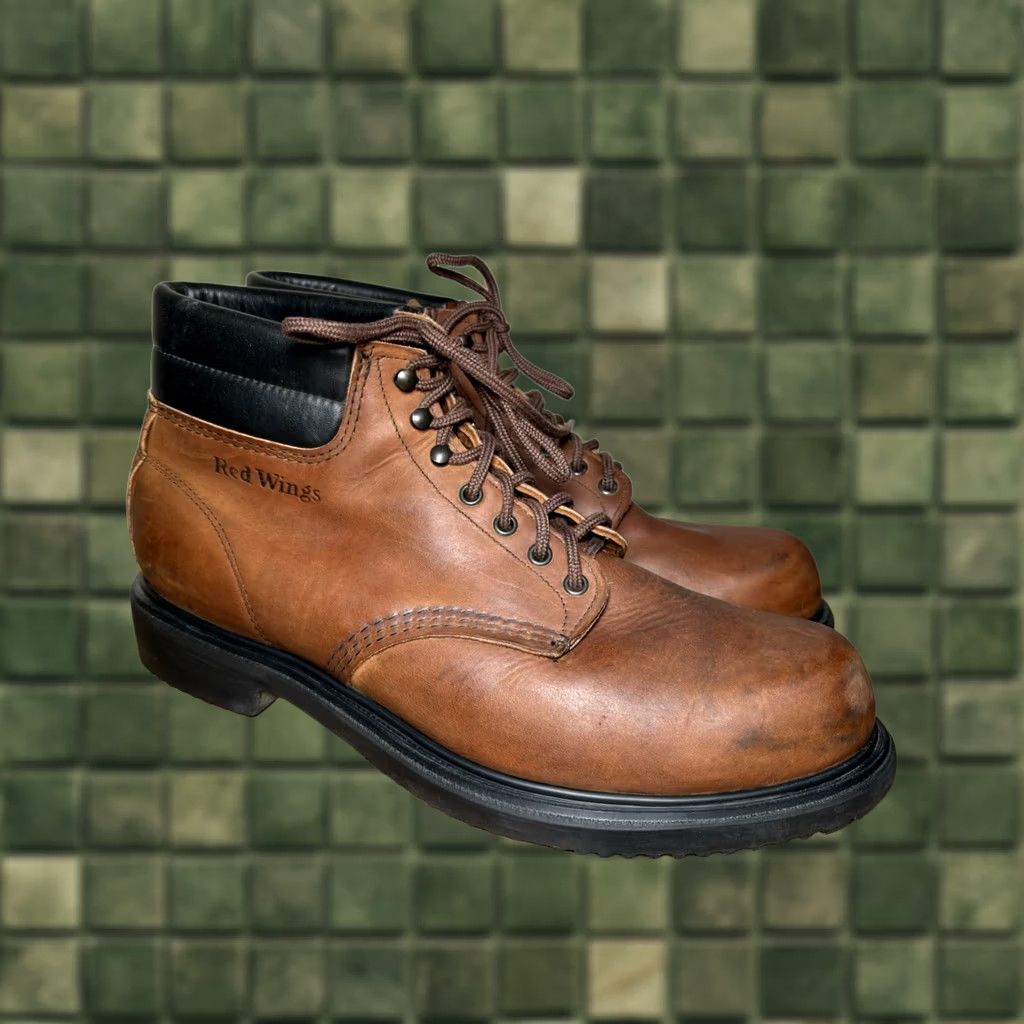 Red Wing VINTAGE Red Wing Shoes Work Boots 207 Brown Leather Lace Up Sz 14 B MADE USA Mens Boots Size US 14 / EU 47 - 1 Thumbnail