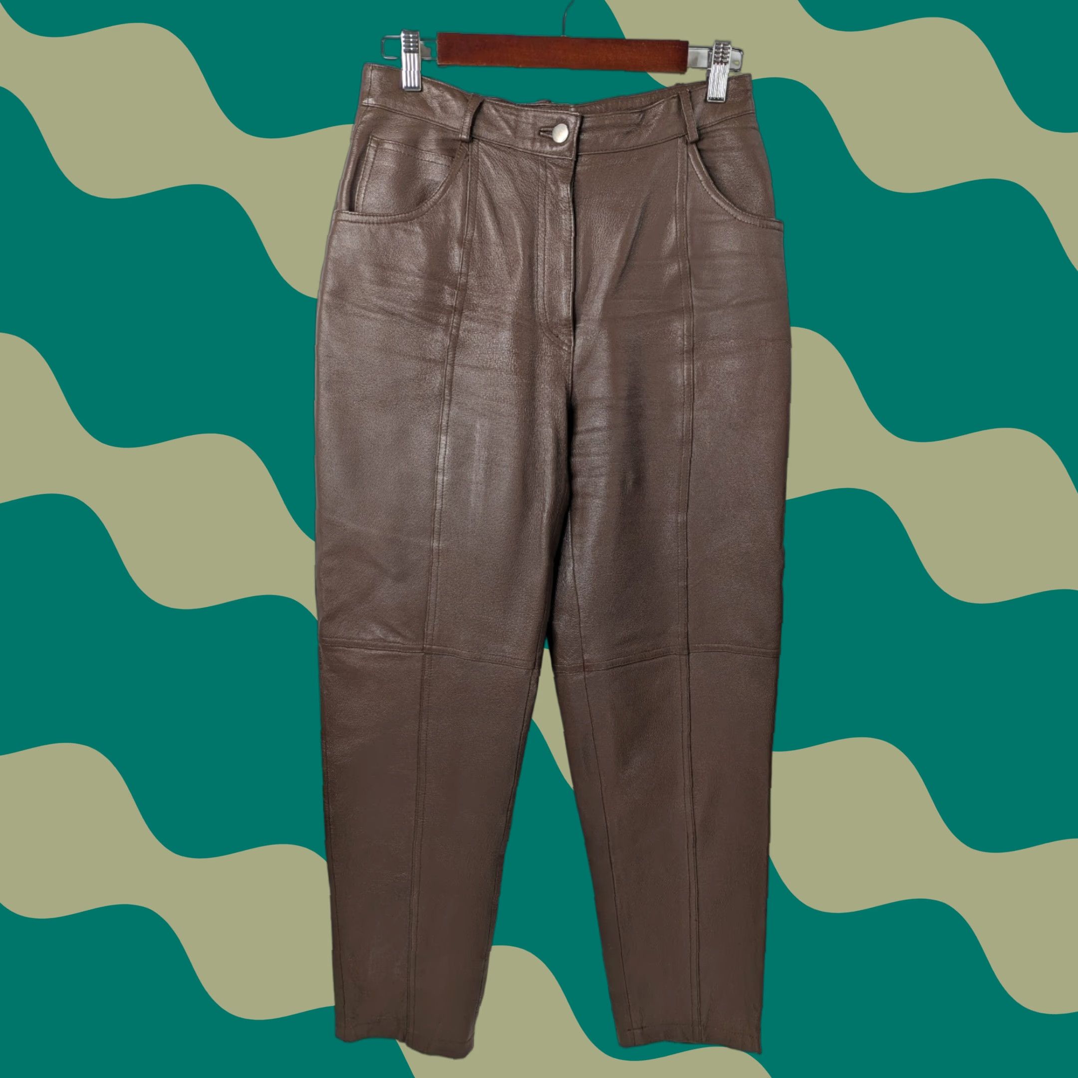 Vintage VINTAGE Together Women's 8 Pants Brown Leather High Rise Tapered Pants Size 30" / US 8 / IT 44 - 1 Thumbnail
