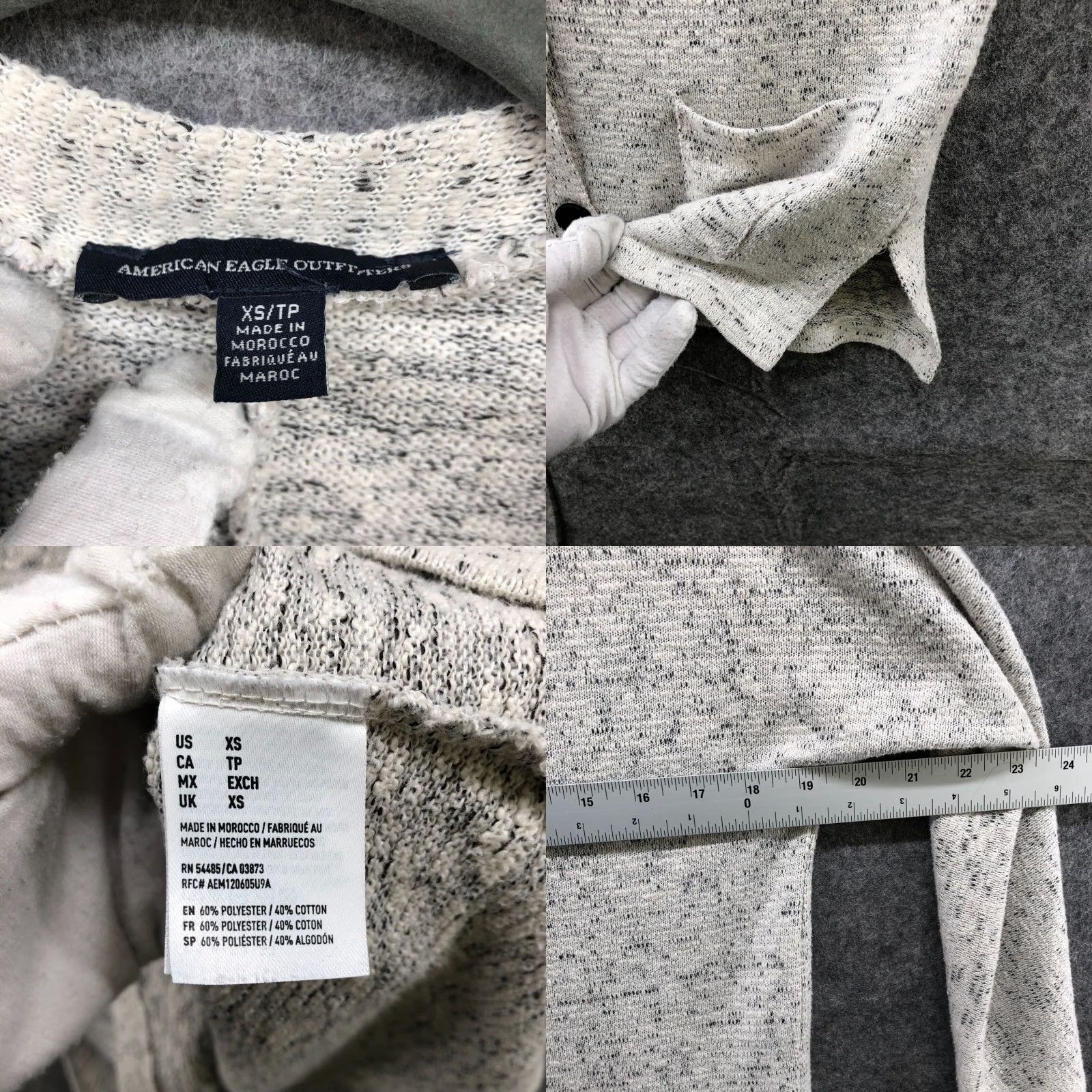 American Eagle Outfitters American Eagle Relaxed Cardigan Womens XS Gray V-Neck Longline Lightweight Knit Size XS / US 0-2 / IT 36-38 - 8 Thumbnail