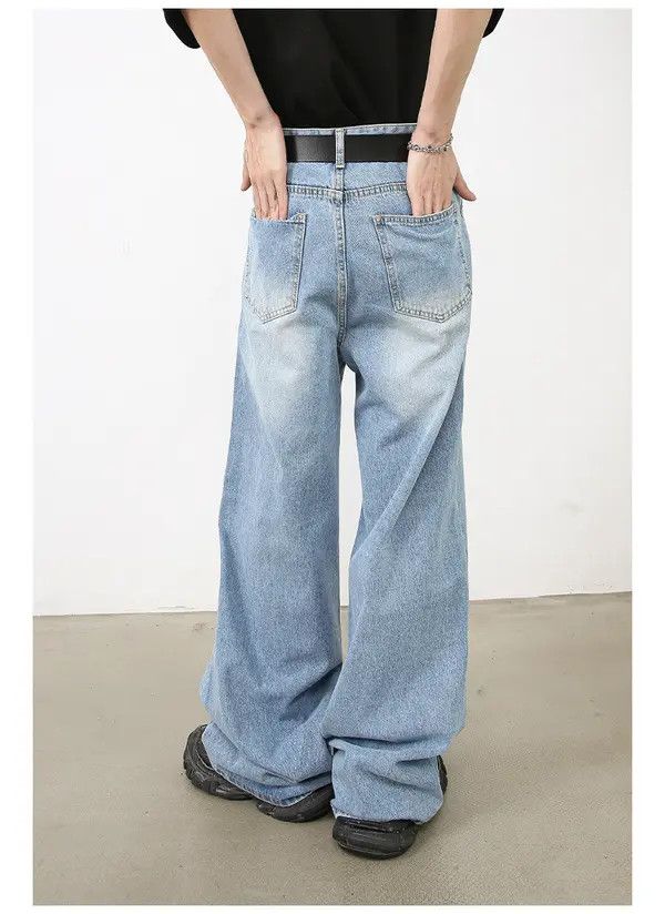 Japanese Brand Harada x Iken Japanese retro light blue loose straight jeans Size US 32 / EU 48 - 6 Thumbnail