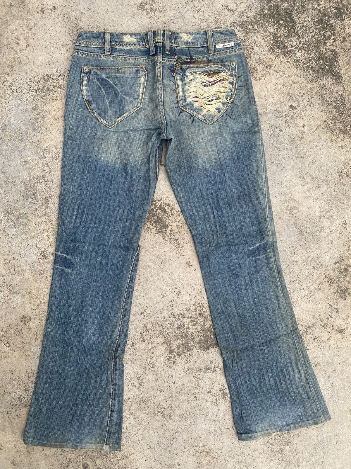 Japanese Brand Flare Jeans Jc Company Distressed Embroidered Skull Bootcut Size US 30 / EU 46 - 15 Thumbnail