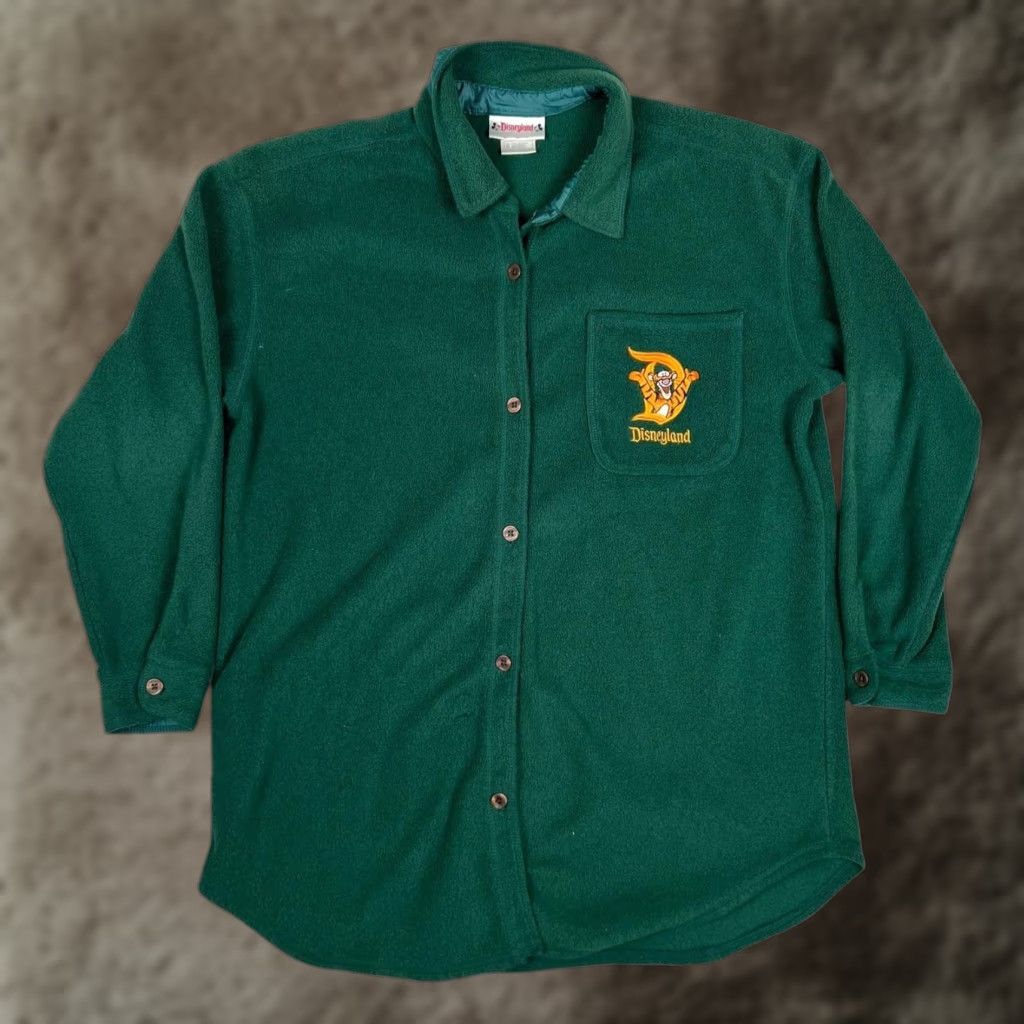 Vintage VINTAGE Disneyland Shirt Mens XL Green Fleece Long Sleeve Button Front Tigger Embroidered Pocket Disney World Winter Casual Mens Shirts Size US XL / EU 56 / 4 - 1 Thumbnail
