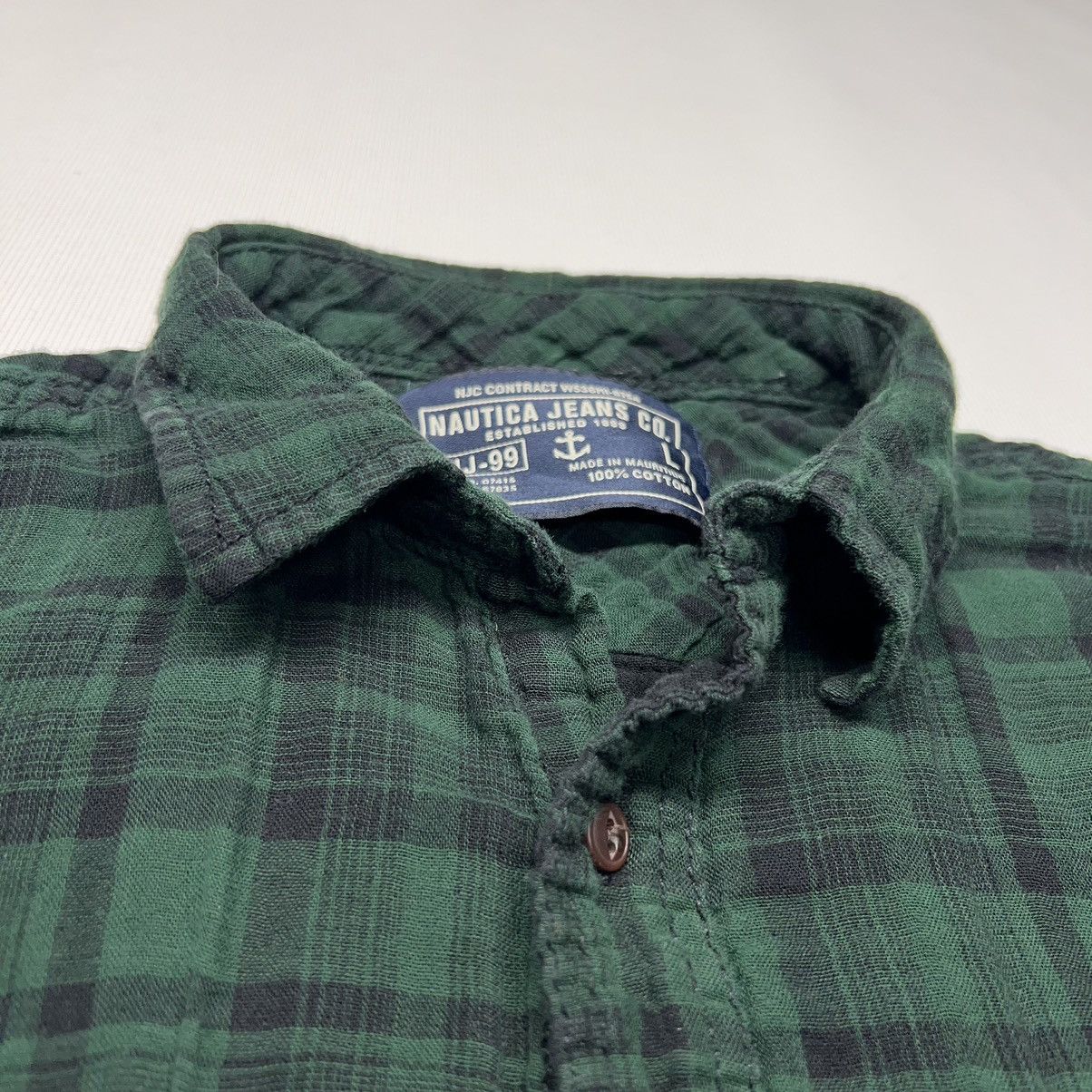 Nautica Nautica Jeans Co Flannel Shirt Green Button Plaid Pockets Size US L / EU 52-54 / 3 - 5 Thumbnail