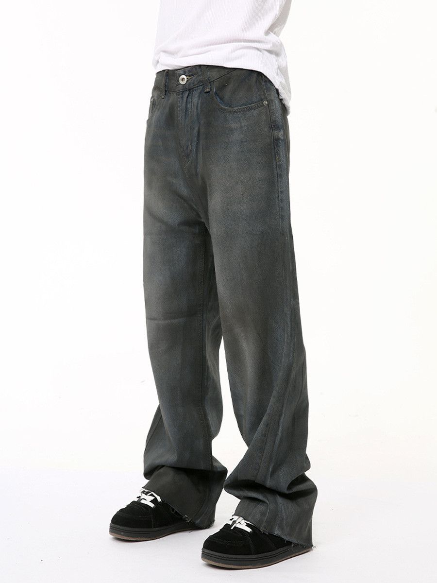 Vintage American-Style Distressed Retro Coated & Washed Denim Jeans Size US 32 / EU 48 - 4 Thumbnail