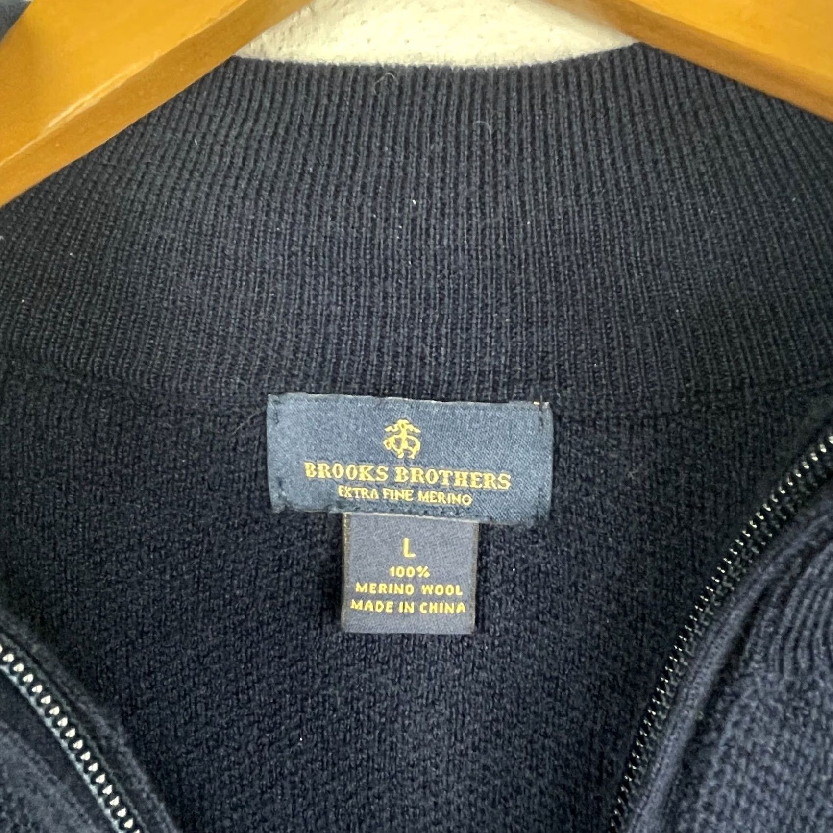 Brooks Brothers Brooks Brothers Men's Sweater 1/4 Zip Merino Wool Navy L Mock Neck Pullover Classic 100% Wool Size L Size US L / EU 52-54 / 3 - 5 Thumbnail
