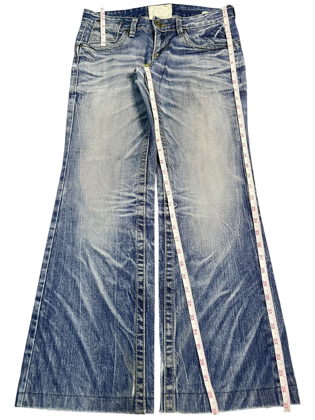 Hysteric Glamour Vintage Lolita Faded Distressed Low Rise Flare Jeans Size 32" / US 10 / IT 46 - 7 Thumbnail
