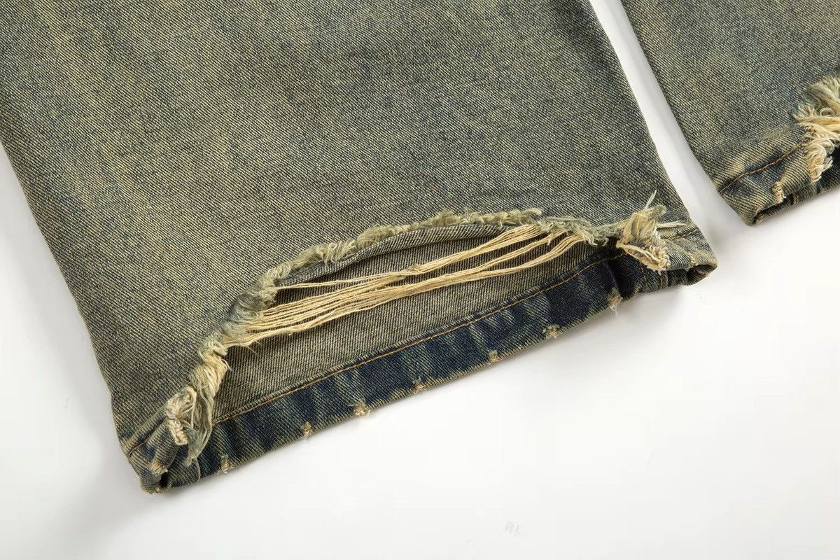 Jean × Vintage Streetwear Yellow Style Distressed Straight Jeans y2k Size US 29 - 6 Thumbnail