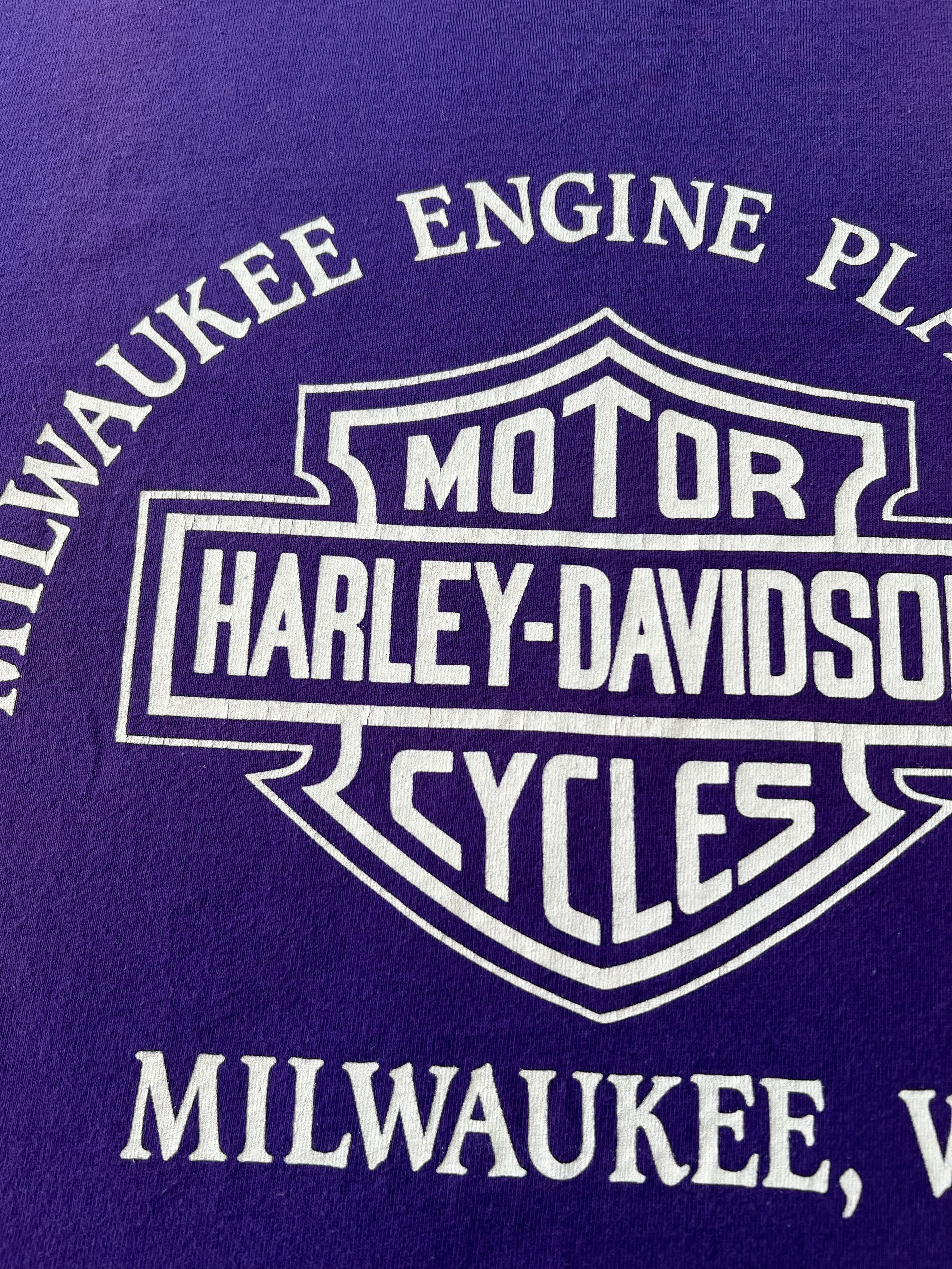 Harley Davidson Vintage 1990 Harley Davidson Eagle Milwaukee Purple T-shirt Size US XL / EU 56 / 4 - 17 Thumbnail