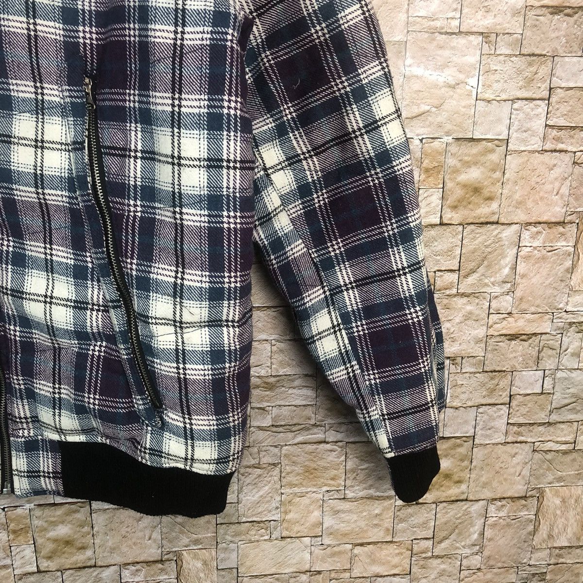 Japanese Brand Amp By Manydope Purpel Checked Purple Bomber Jacket #A15 Size M / US 6-8 / IT 42-44 - 5 Thumbnail