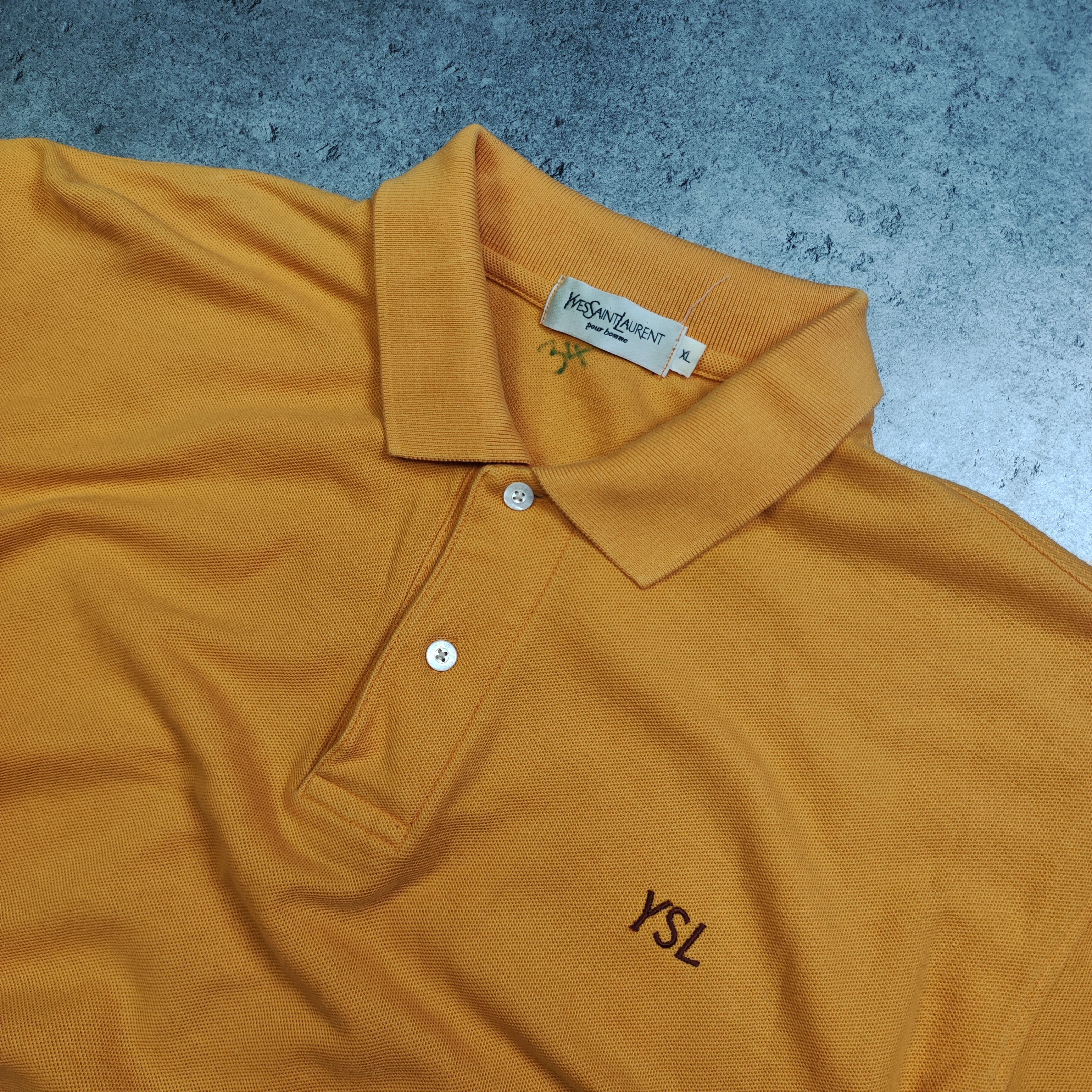 Vintage × Yves Saint Laurent RARE vintage YSL Yves Saint Lauren Pour Homme Orange Polo Size US XL / EU 56 / 4 - 5 Thumbnail