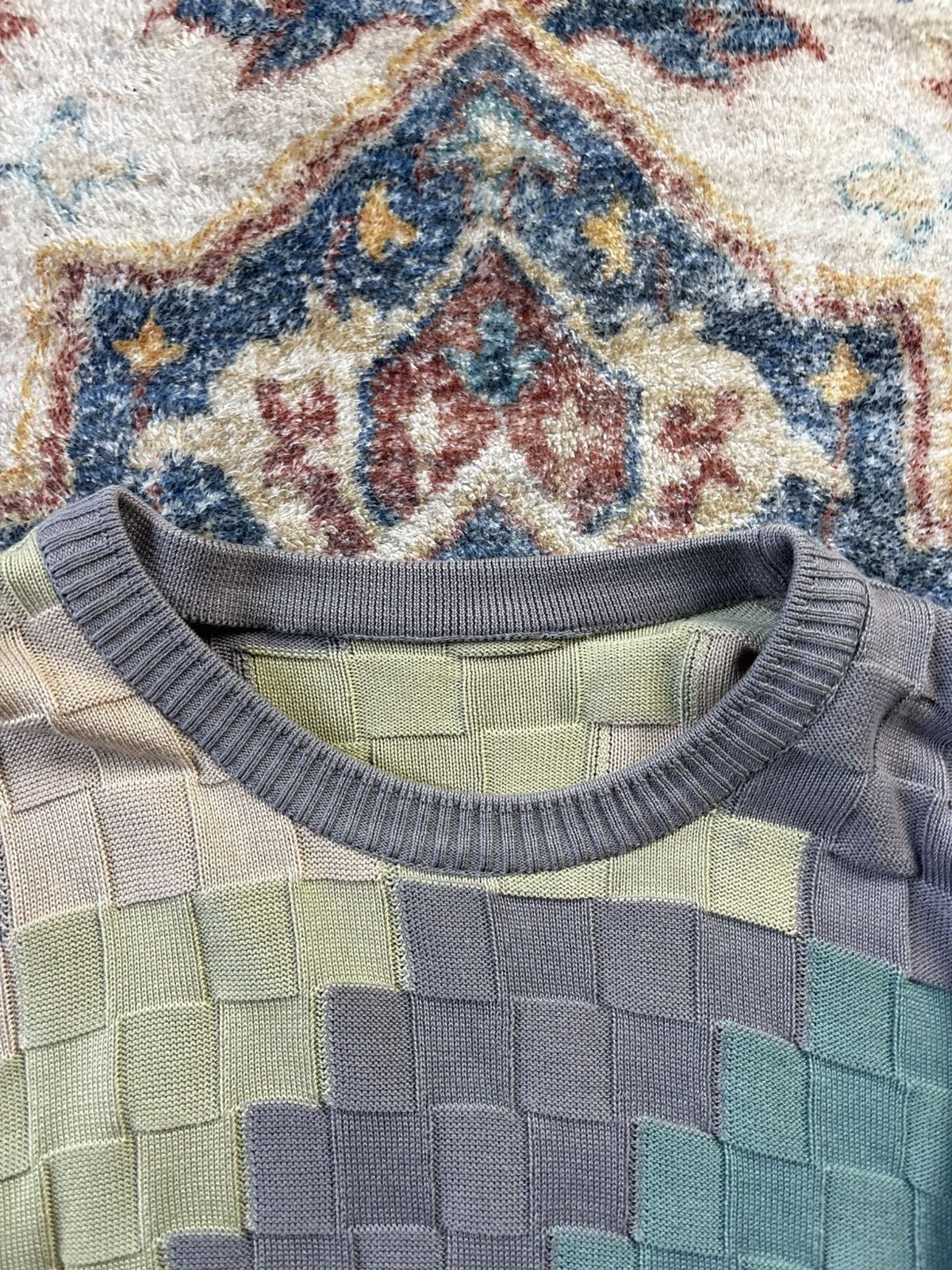 Vintage Vintage Colour Blocking Textured Pullover Sweater Size XL Size US XL / EU 56 / 4 - 3 Thumbnail