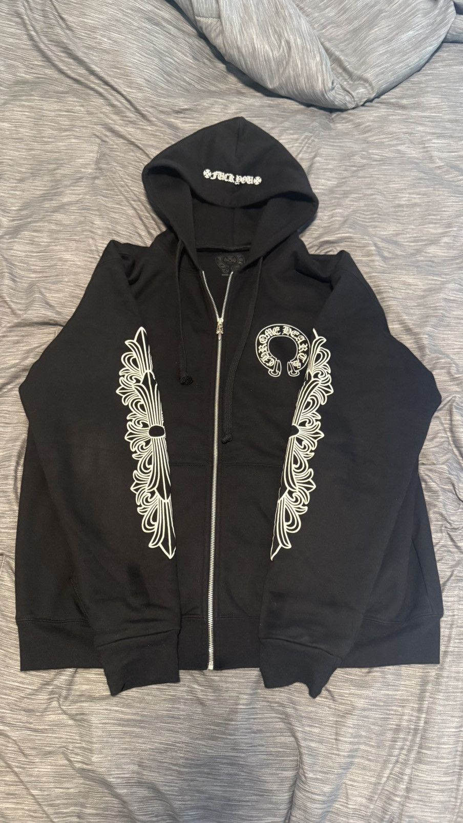 Chrome Hearts CHROME HEARTS THERMAL HOODIE ZIP UP BLACK XL Size US XL / EU 56 / 4 - 1 Thumbnail