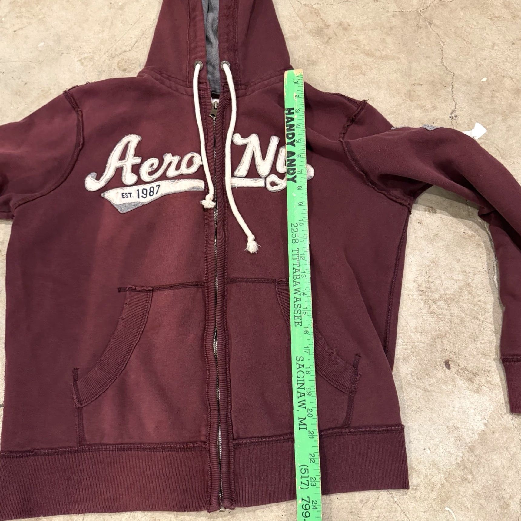 Aeropostale Aeropostale Hooded Sweatshirt Mens Large Red Full Zip Long Sleeve Cotton Blend Size US L / EU 52-54 / 3 - 7 Thumbnail