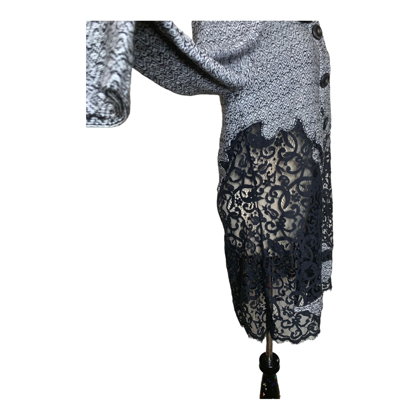 NIC+ZOE Nic-Zoe gray black lace button blazer size M Size M / US 6-8 / IT 42-44 - 7 Thumbnail