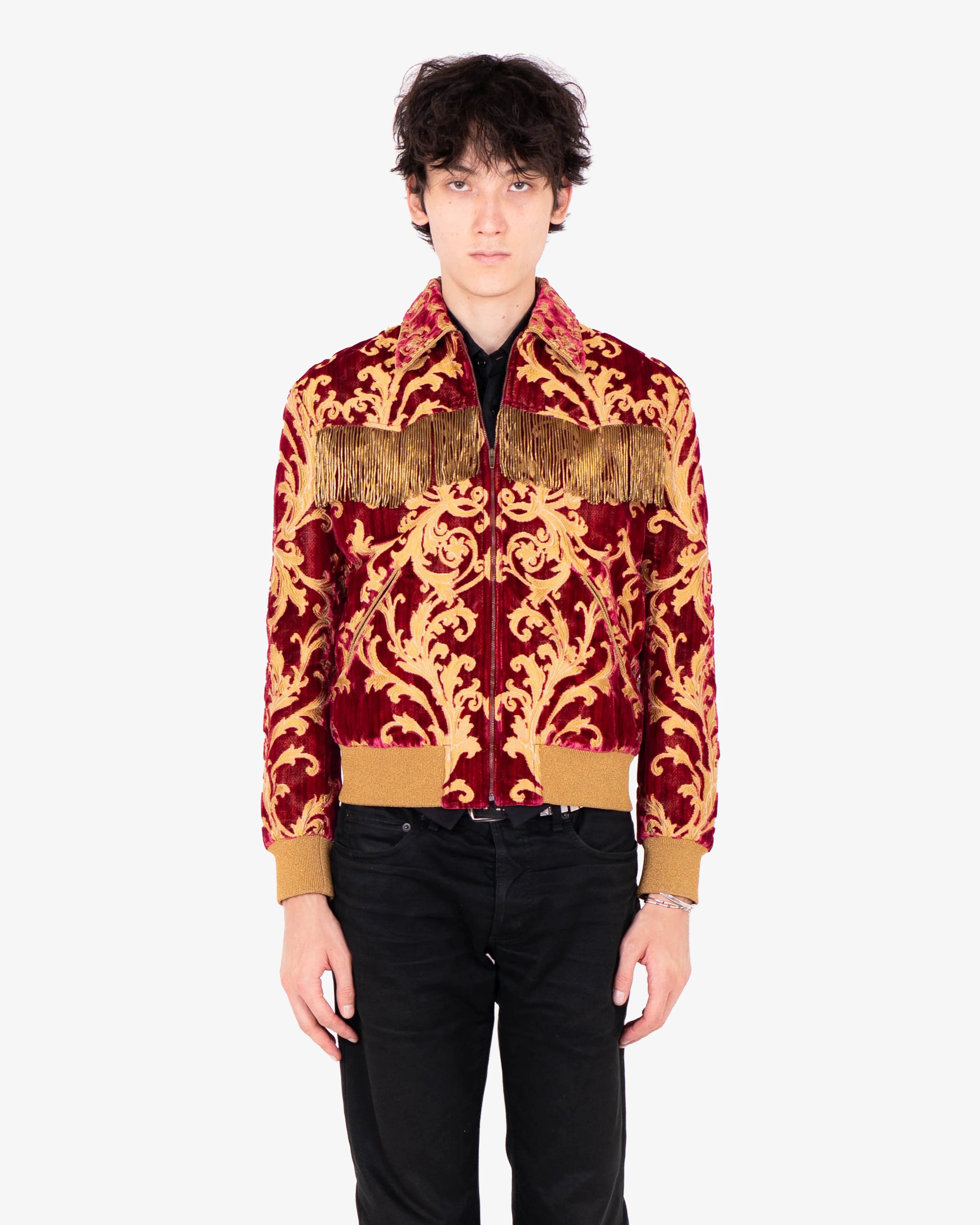 Saint Laurent Paris Brocade Fringe Bomber Jacket (FW16) Size US M / EU 48-50 / 2 - 5 Thumbnail