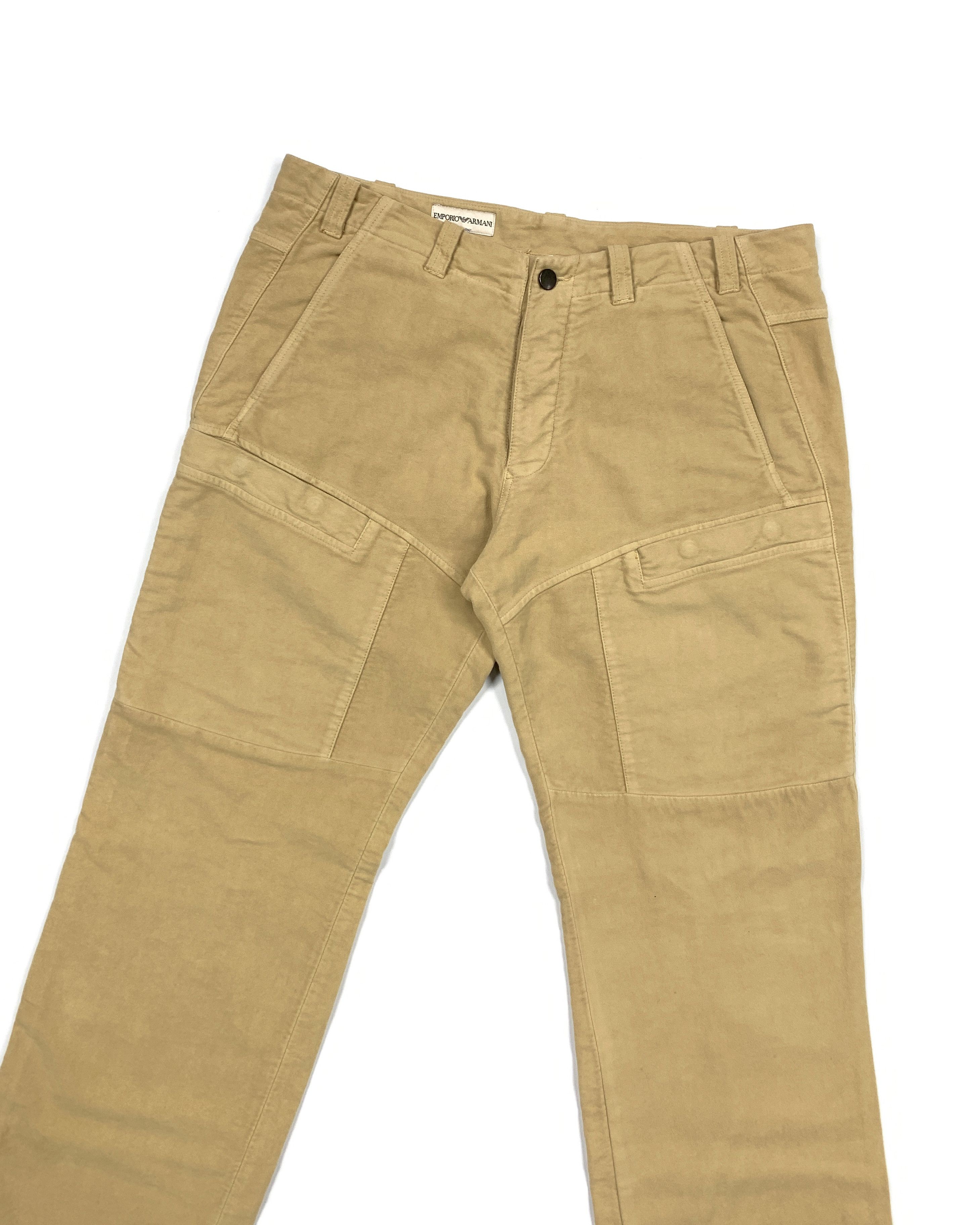 Armani × Emporio Armani × Giorgio Armani 00s Moleskin Cotton Cargo Pants Size US 35 - 4 Thumbnail