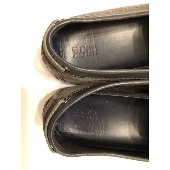Hugo Boss hugo boss men's gray leather slip on loafers size: 10.5 Size US 10.5 / EU 43-44 - 3 Thumbnail
