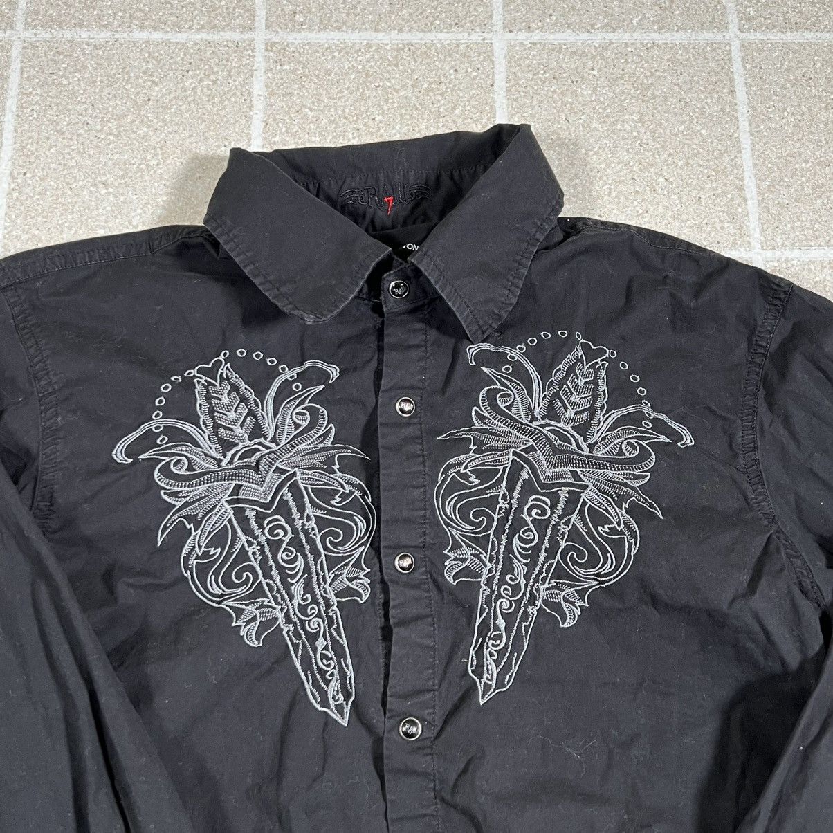 Other Raw 7 Affliction Style Grunge Embroidered Button Up Shirt Size US M / EU 48-50 / 2 - 2 Thumbnail