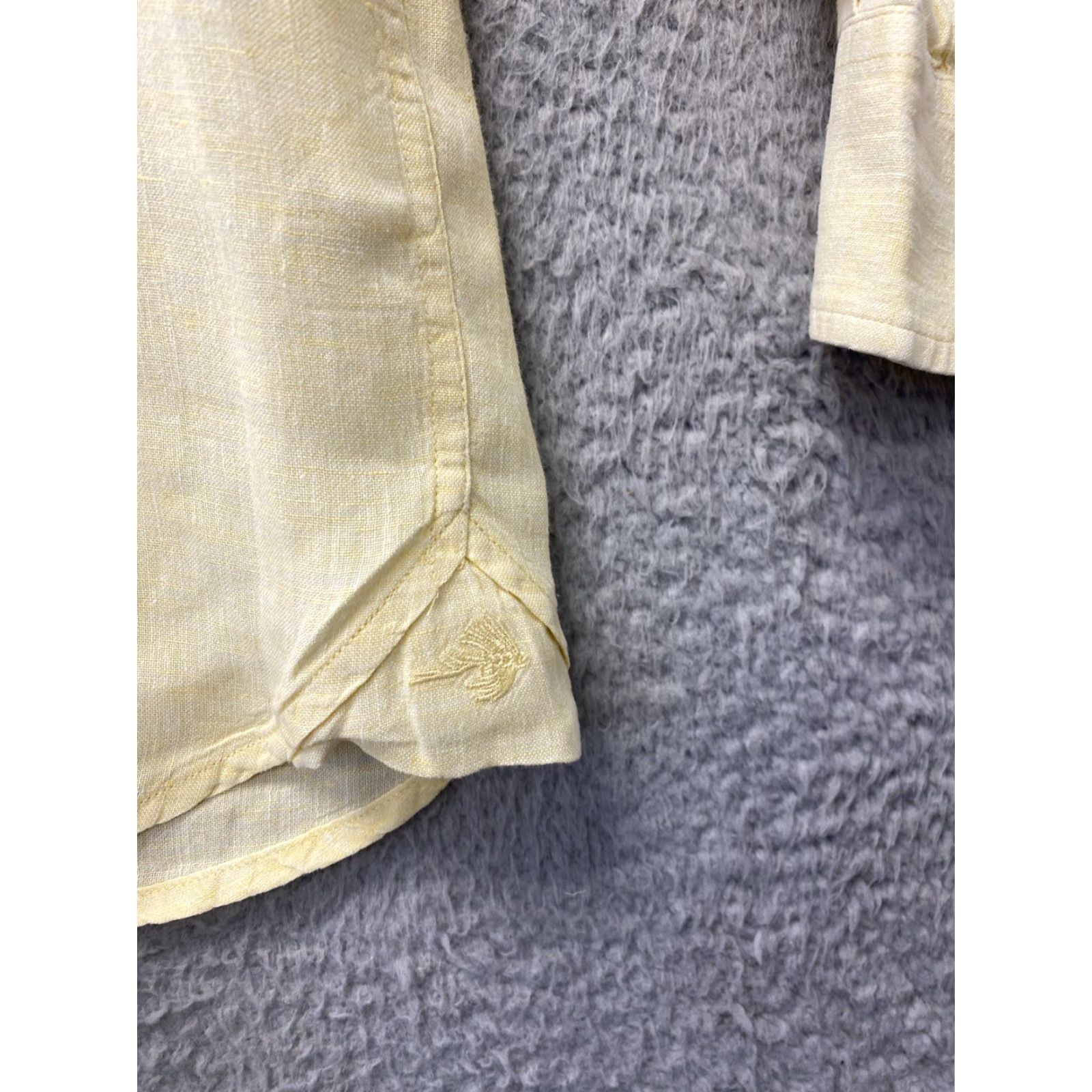 Orvis ORVIS Men's Linen Long Sleeve Button-Up Shirt XL Chambray Yellow Solid Outdoor Preppy Size US XL / EU 56 / 4 - 7 Thumbnail