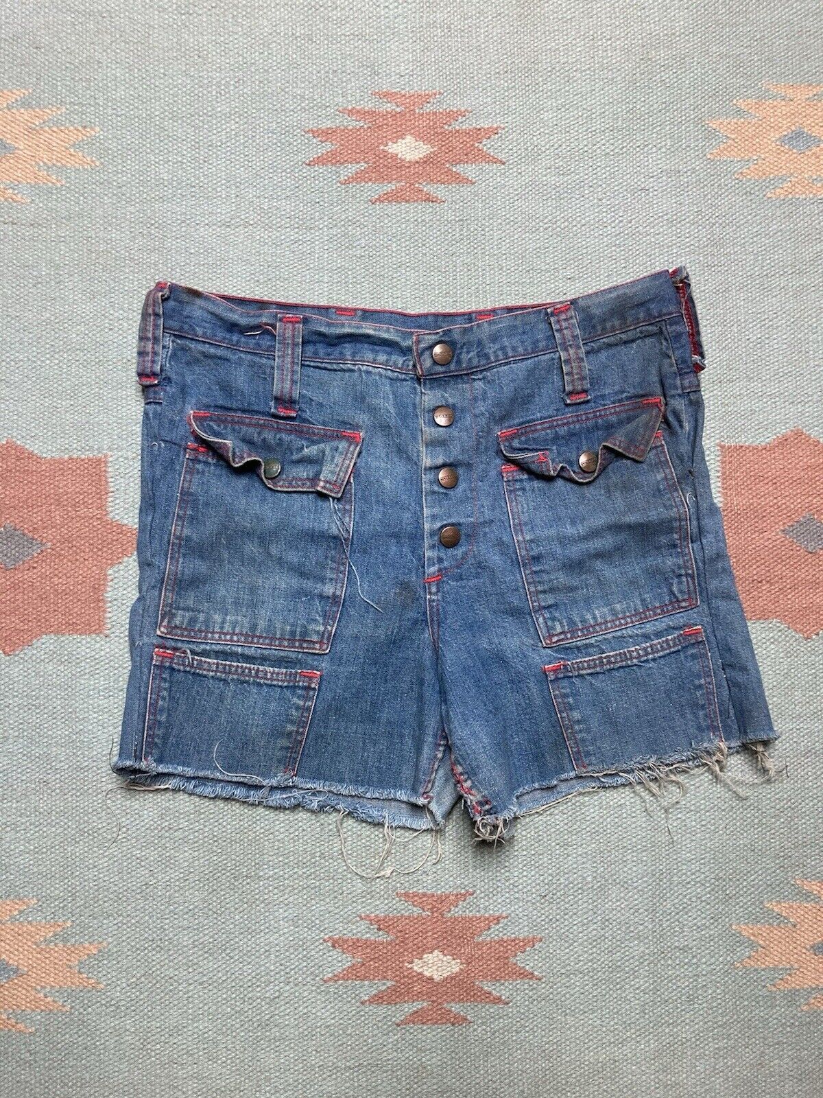 Vintage 70s cutoff jeans shorts daisy dukes maverick blue 13/14 30 Size 30" / US 8 / IT 44 - 1 Thumbnail