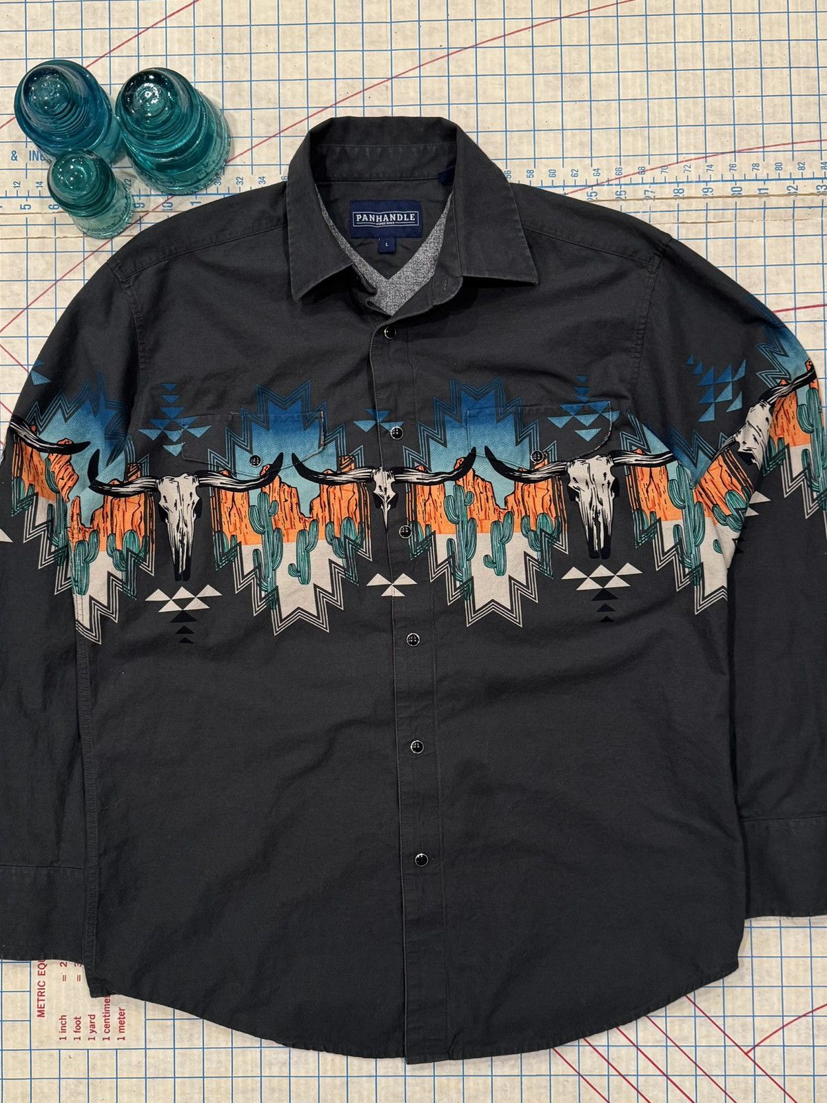 Panhandle Slim Panhandle Mens Navajo Skull Print Pearl Snap Western Shirt L Size US L / EU 52-54 / 3 - 2 Thumbnail