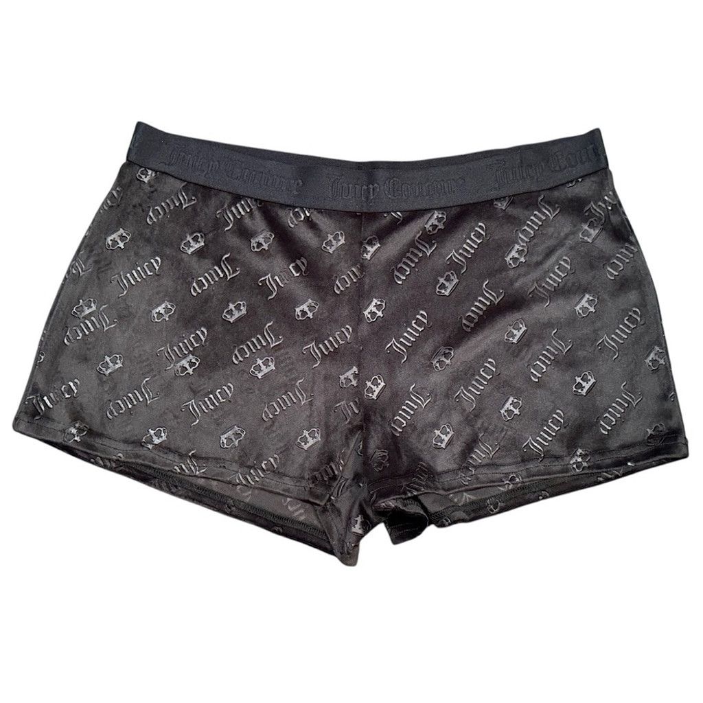 Juicy Couture Juicy Couture BLACK Velour SZ L Juicy Short Embossed Logo Size 30" / US 8 / IT 44 - 1 Thumbnail