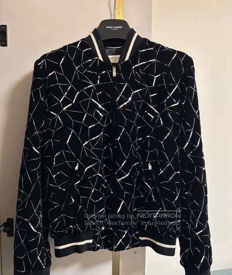 Saint Laurent Paris Saint Laurent Paris Glitter Beaded Velvet Black Jacket Bas Size US S / EU 44-46 / 1 - 1 Thumbnail