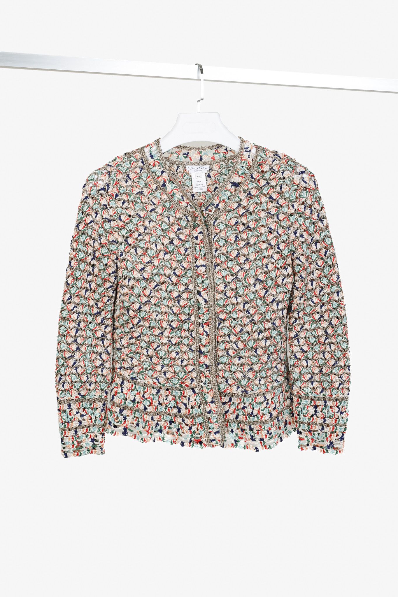 Oscar De La Renta Oscar de la Renta Multi Colour Metallic Yarn Silk Cardigan Size M / US 6-8 / IT 42-44 - 1 Thumbnail