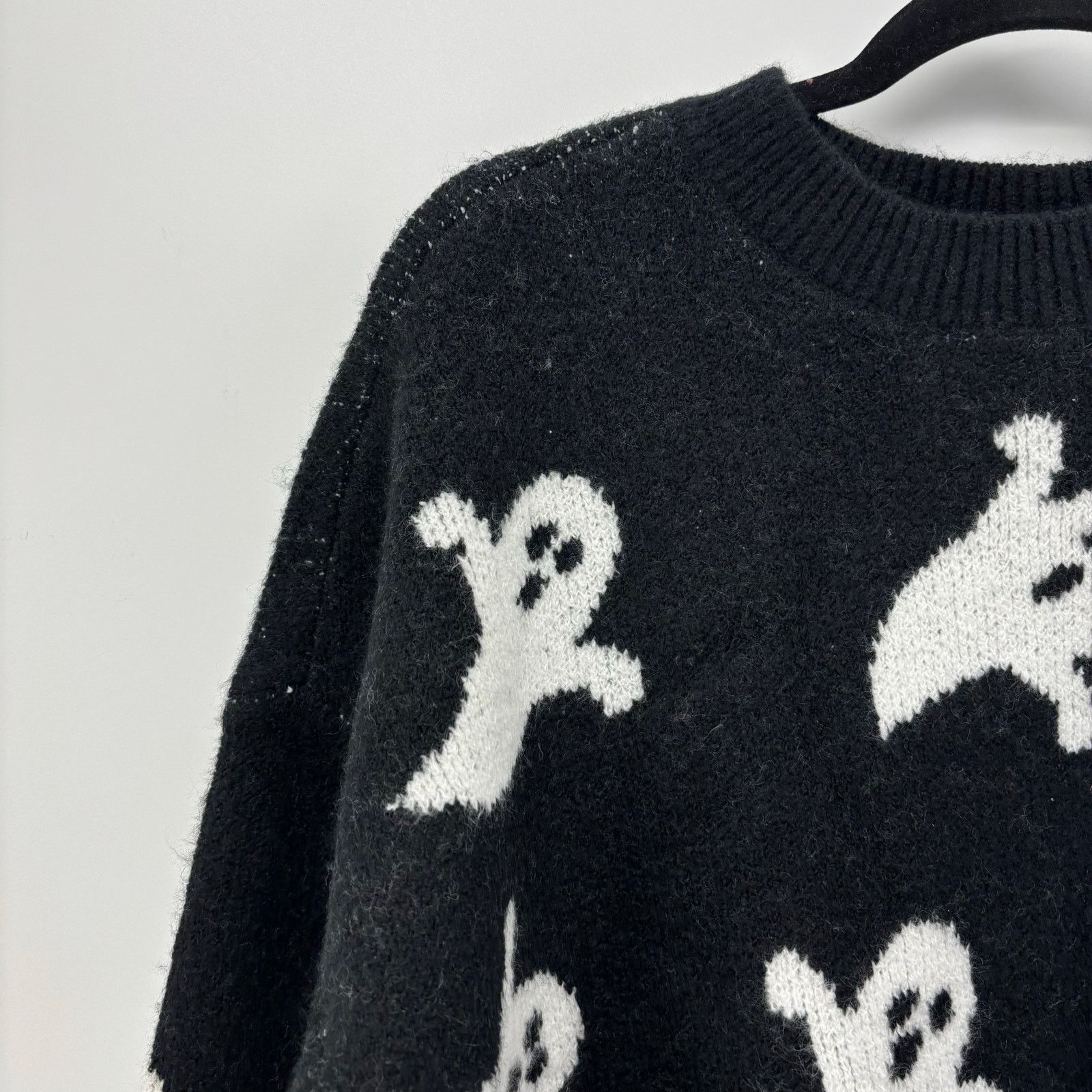 Vince Camuto Vince Camuto Womens Med Black White Ghost Halloween Sweater Size M / US 6-8 / IT 42-44 - 13 Thumbnail
