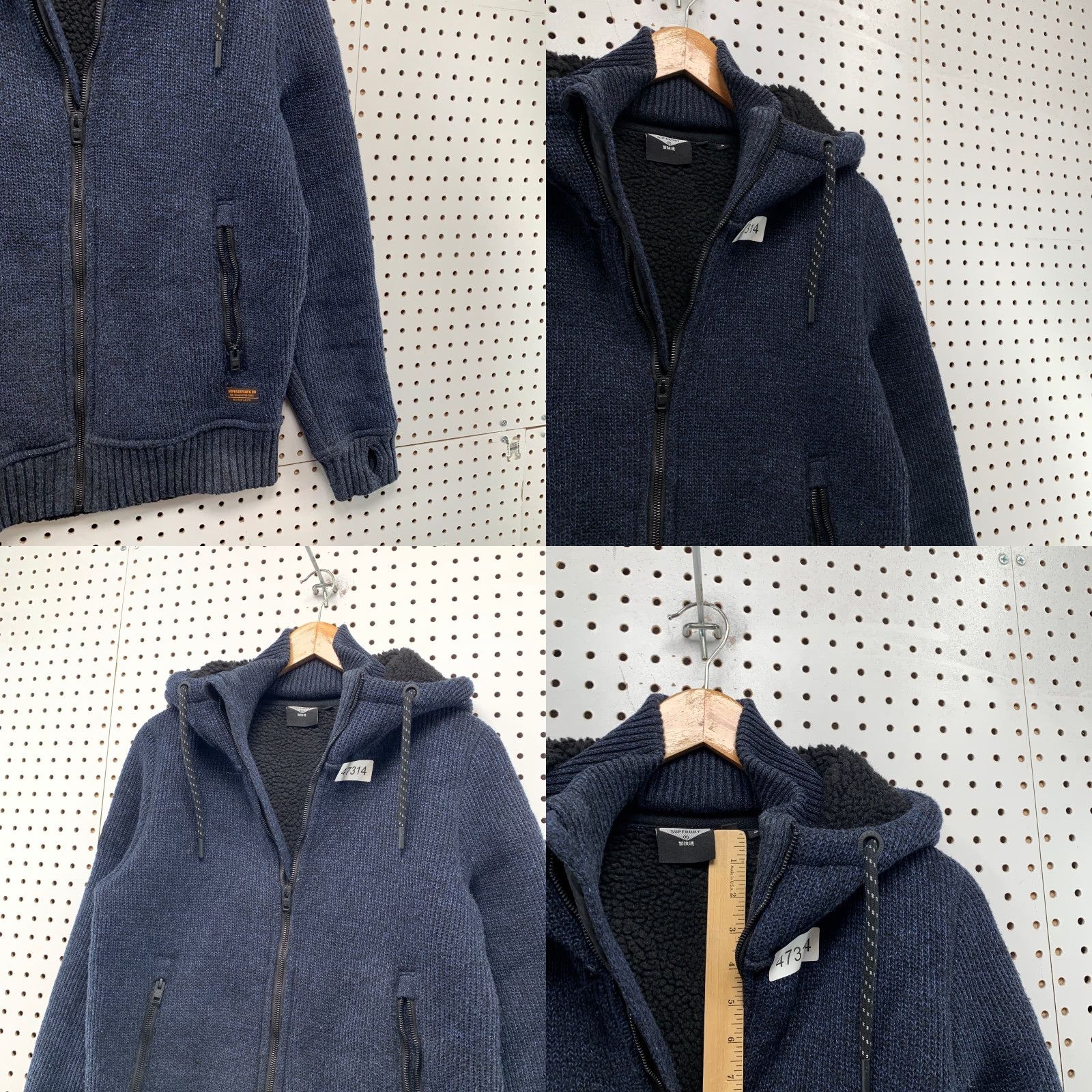 Superdry Superdry Jacket Mens Small Blue Heavy Thick Wool Hoodie Sherpa Lined Size US S / EU 44-46 / 1 - 8 Thumbnail