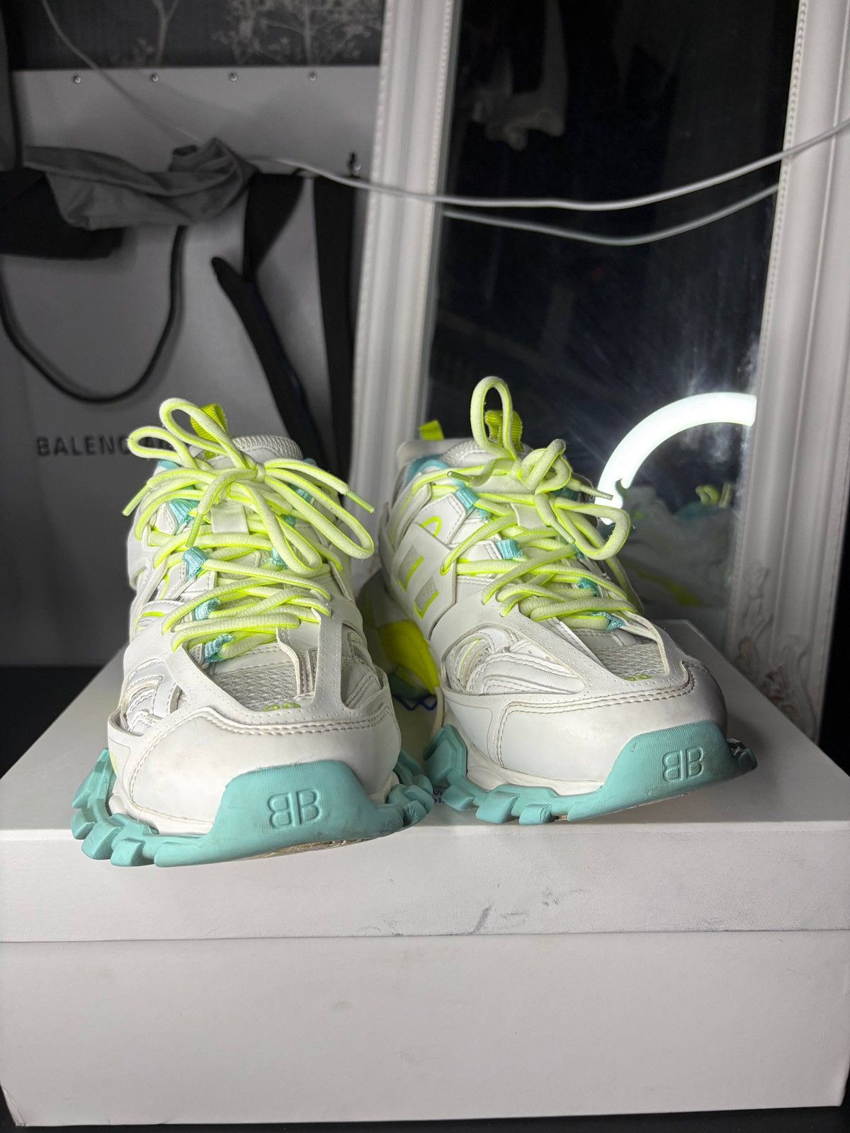 Balenciaga Balenciaga Track Sneakers – White / Neon Yellow / Blue Size US 9 / IT 39 - 2 Thumbnail