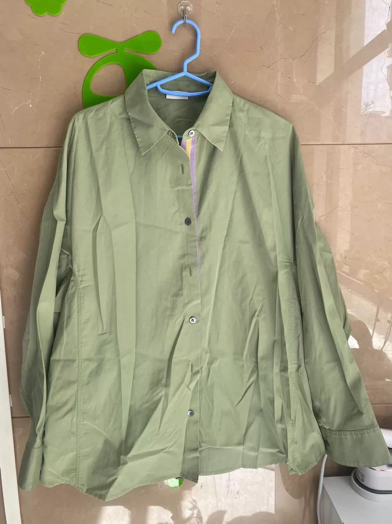 Dries Van Noten dries van noten Green cotton long-sleeved shirt 2504-Nexta Size US S / EU 44-46 / 1 - 1 Thumbnail