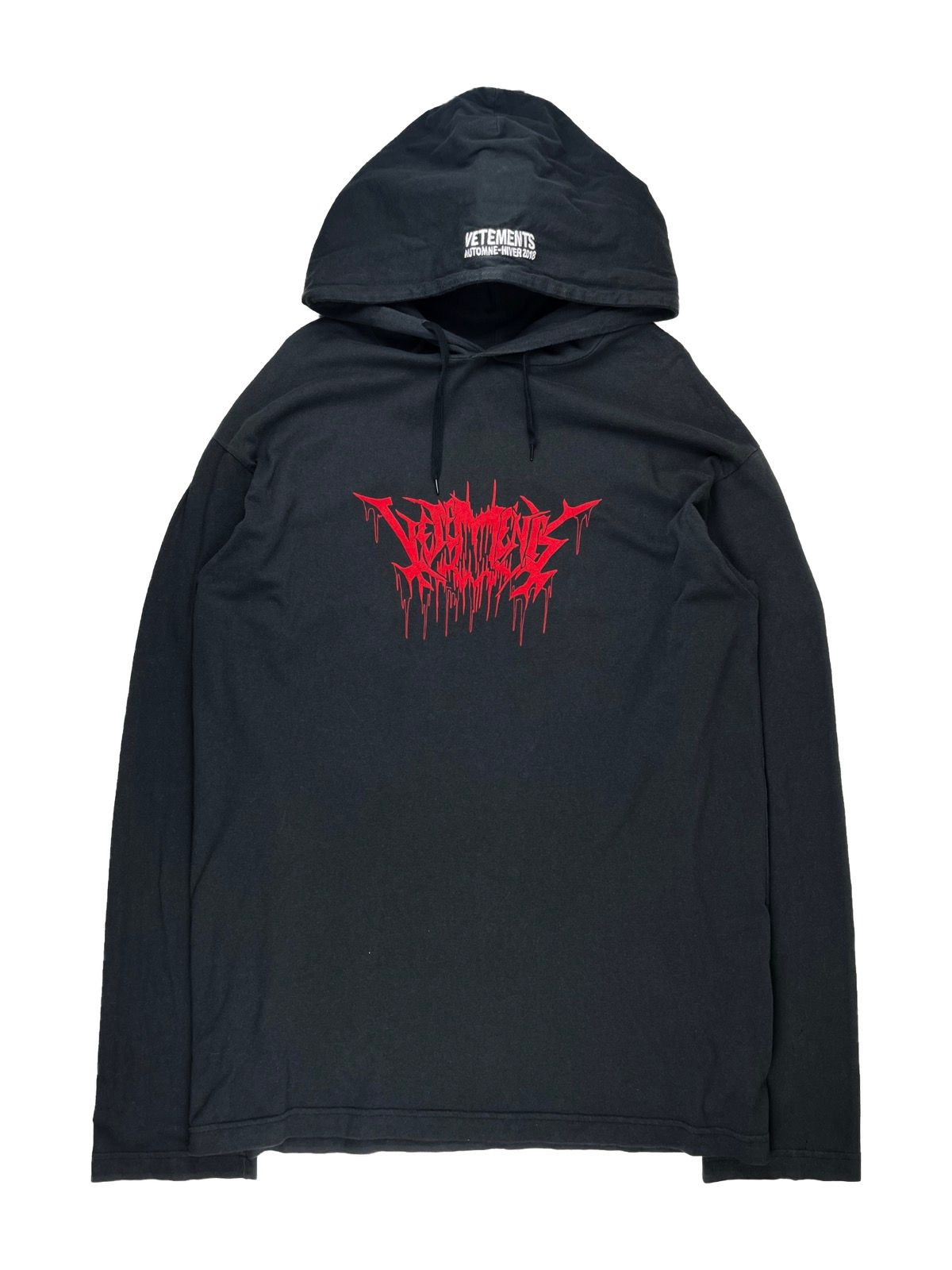 Pre-owned Vetements Aw17  Heavy Metal Logo City Tour Tshirt Hoodie In Black