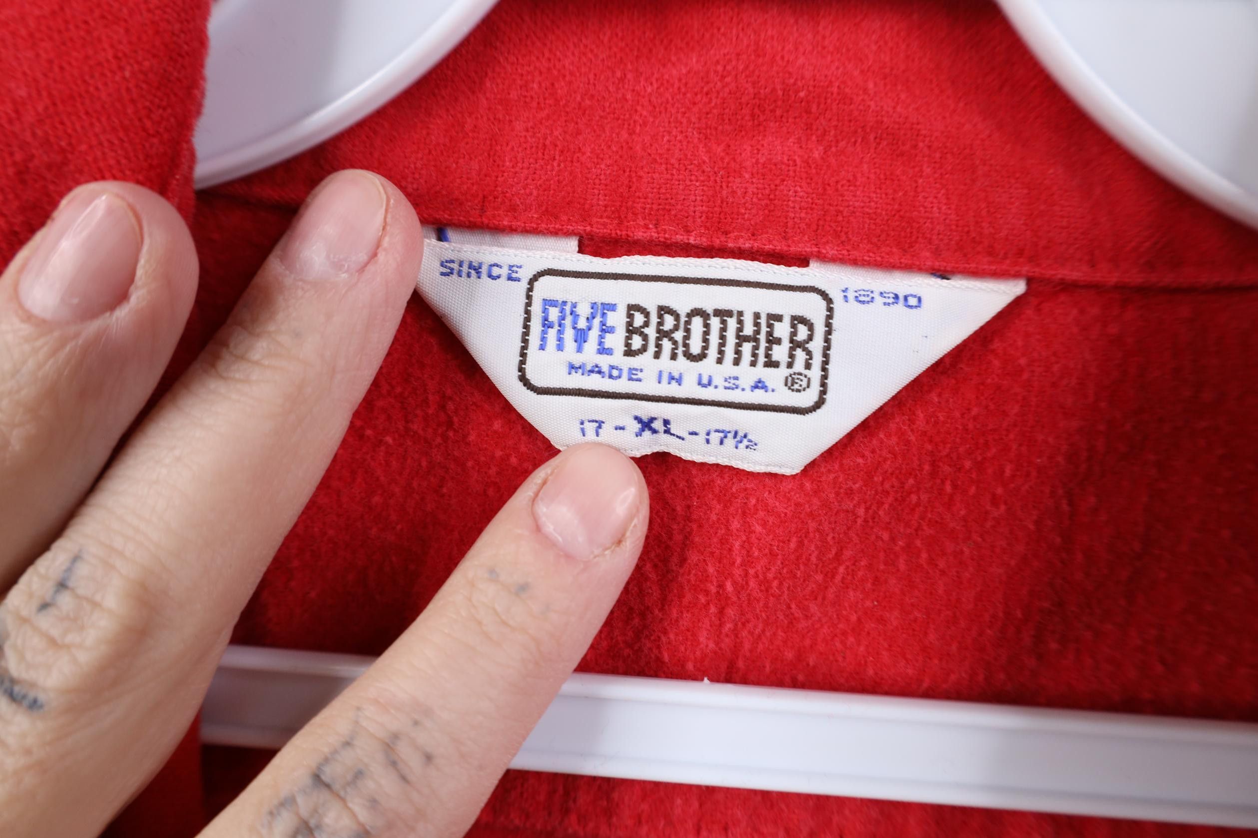 FiveBrother Vintage 70s Five Brother Chamois Cloth Button Shirt Red USA Size US XL / EU 56 / 4 - 10 Thumbnail