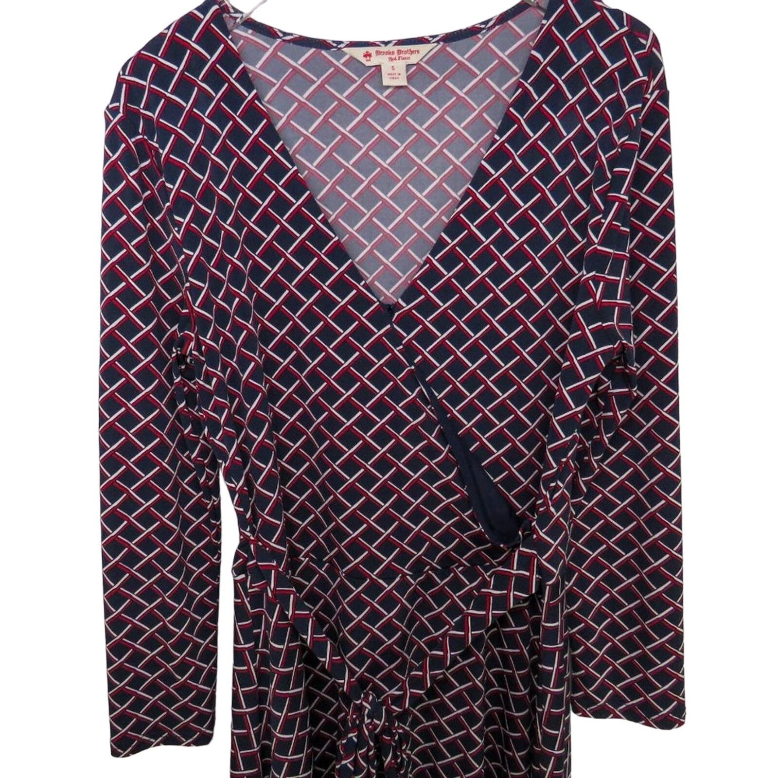 Brooks Brothers Brooks Brothers Red Fleece Navy Diamond Wrap Front Dress Size S / US 4 / IT 40 - 5 Thumbnail