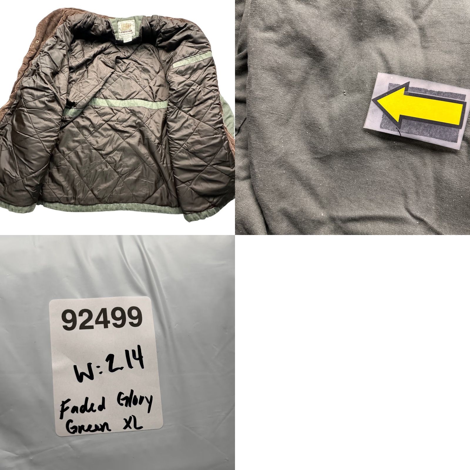 Faded Glory VINTAGE Faded Glory Expedition Series Quilt Lined Duck Canvas Barn Chore Coat Jacket XL Green Jacket/Coat Long Zip, Snap Mens XL Green Size US XXL / EU 58 / 5 - 8 Thumbnail