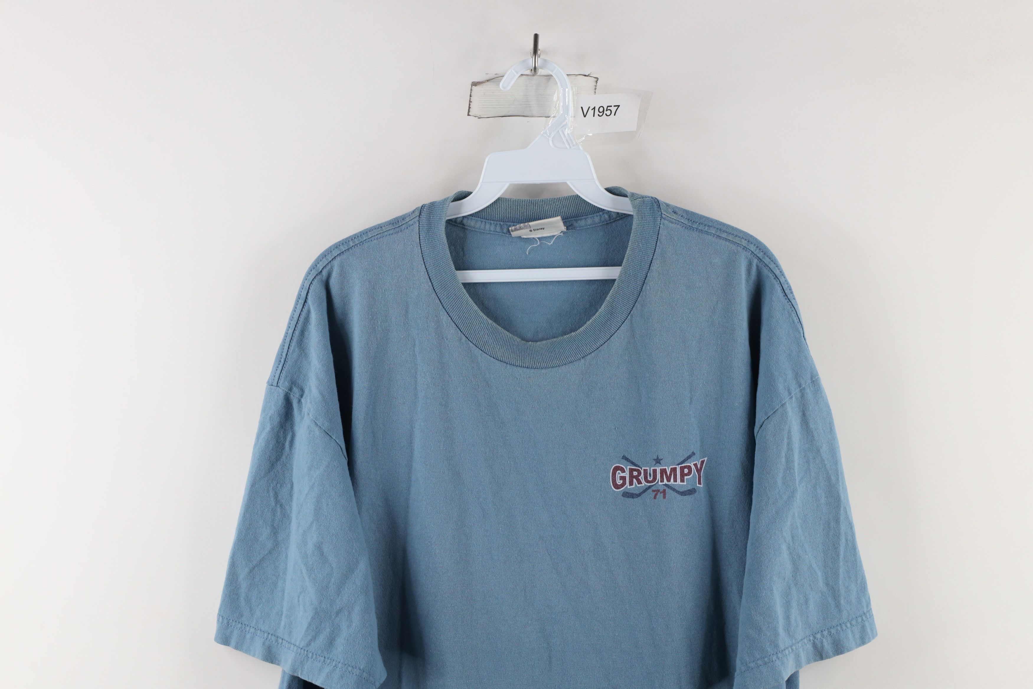 Disney × Vintage Vintage 90s Disney White Grumpy Dwarf Hockey T-Shirt Blue Size US XL / EU 56 / 4 - 2 Thumbnail
