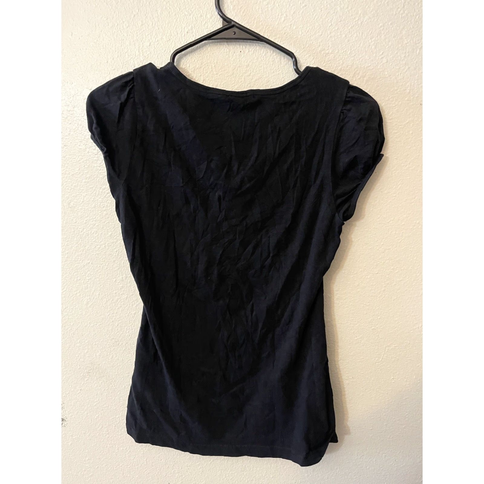 H&M H&M Women’s Black Solid Cotton Blend Short Sleeve T-Shirt Crew Neck Size S Size S / US 4 / IT 40 - 2 Thumbnail