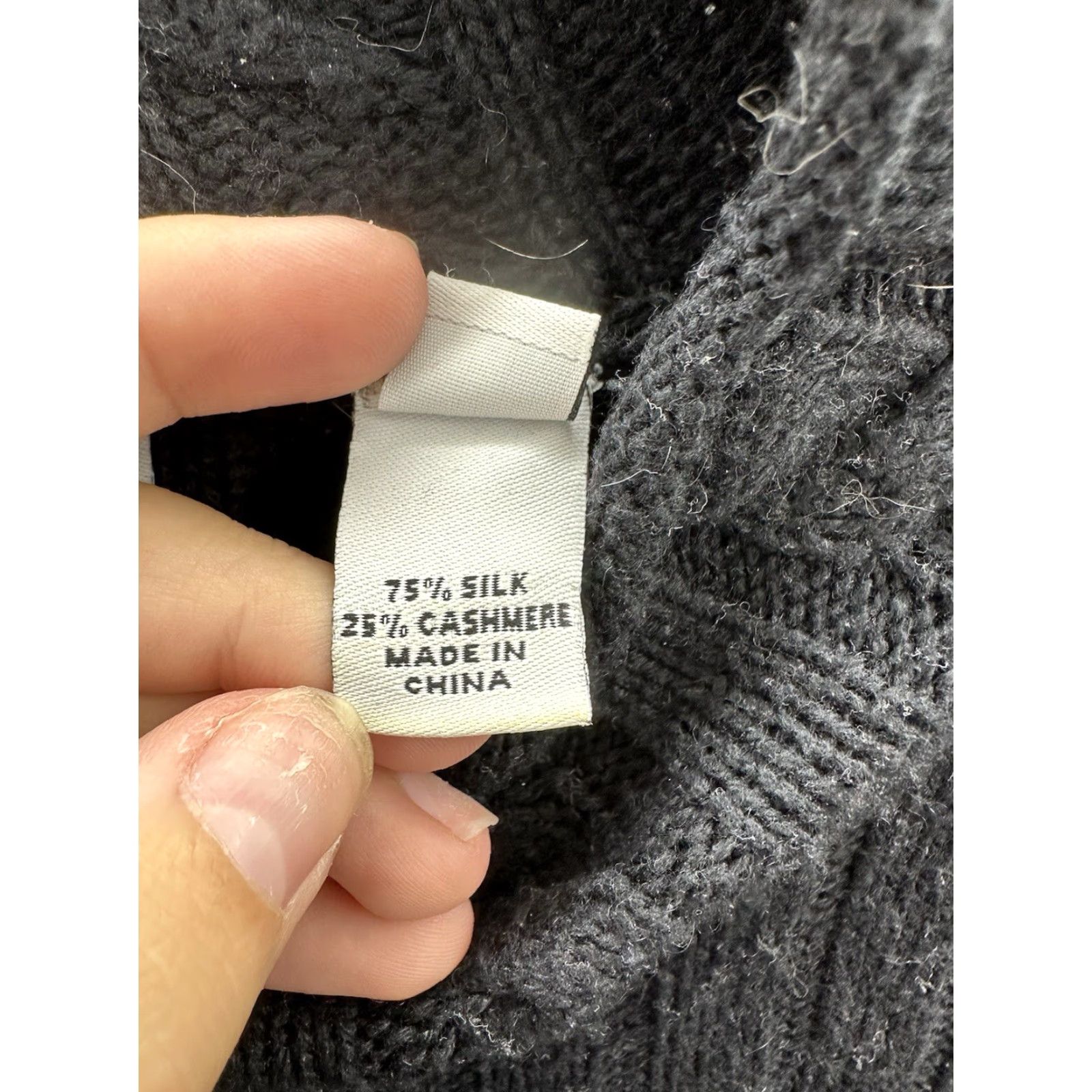 Saks Fifth Avenue VINTAGE Saks Fifth Ave Womens Sweater XL Black Knit Silk Cashmere Real Clothes VTG Pullover Long Sleeve Mock Neck Solid 80s 90s Womens Size XL / US 12-14 / IT 48-50 - 6 Thumbnail