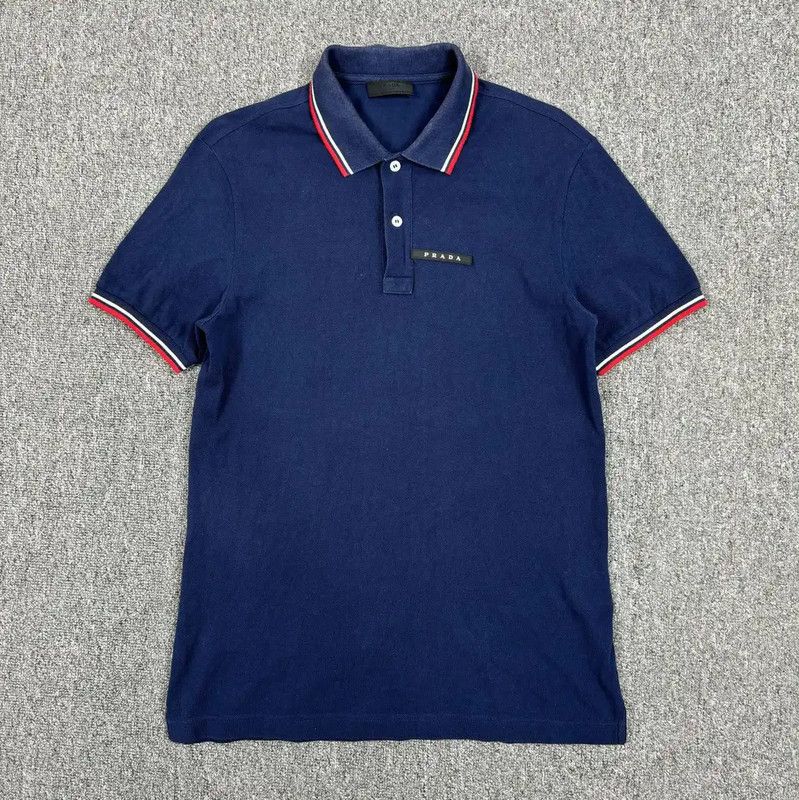 Prada Prada Men's Blue Cotton Polo Shirt Size US M / EU 48-50 / 2 - 1 Thumbnail