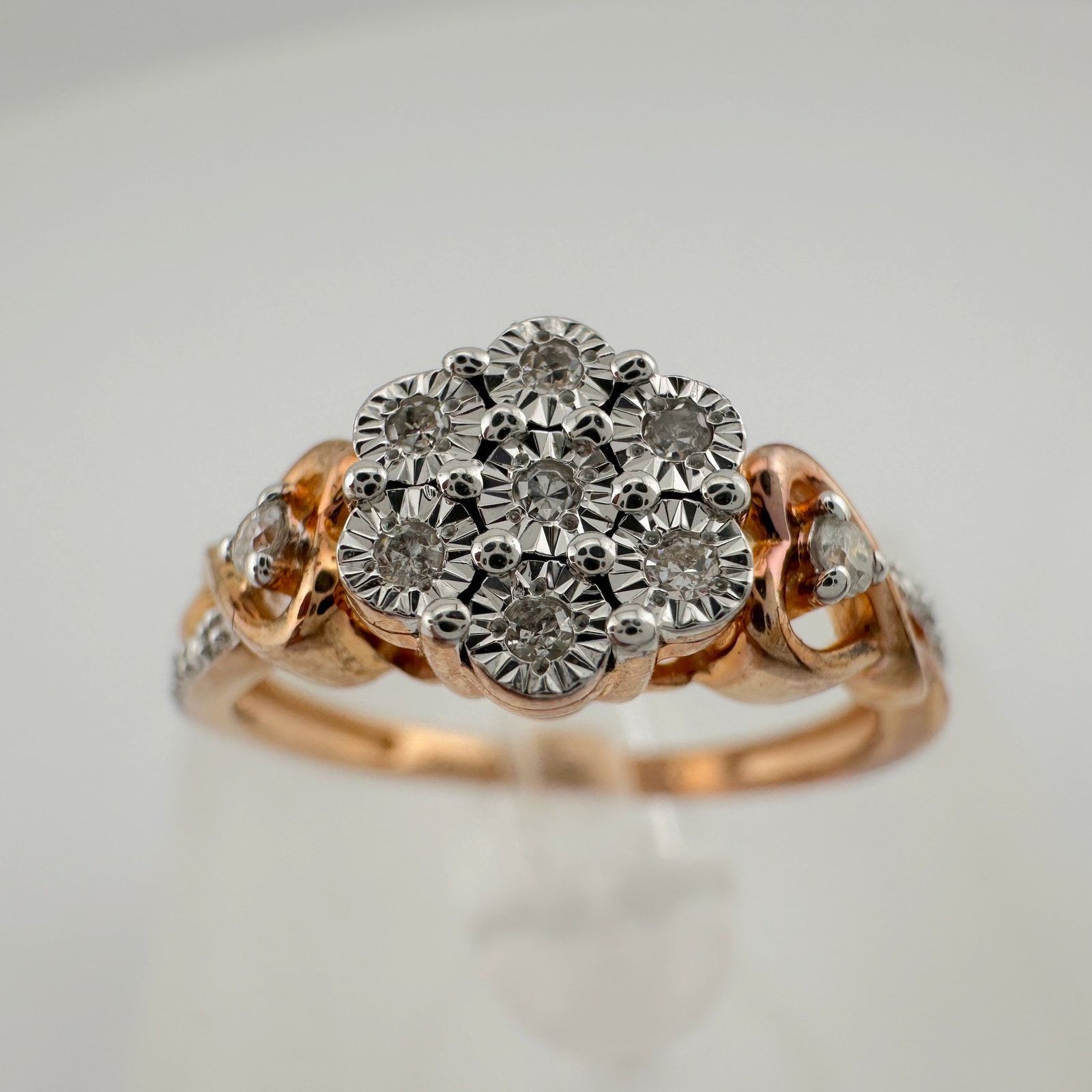 Other Two Tone Diamond Cluster Ring with Hearts on sides - size 7 Size ONE SIZE - 7 Thumbnail